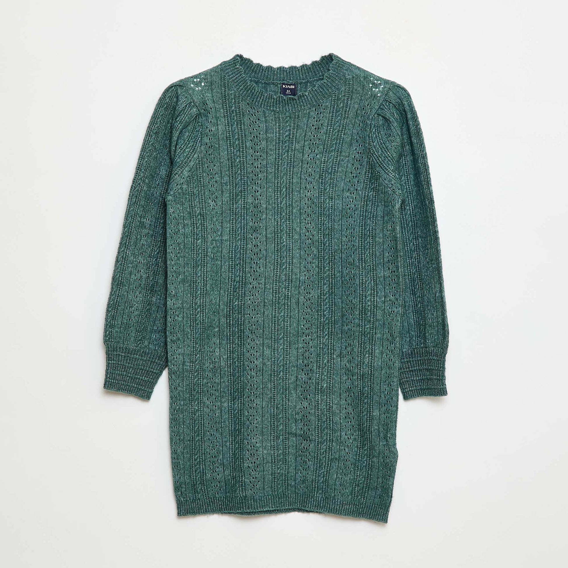 Robe pull en maille tricot ajourée VERT