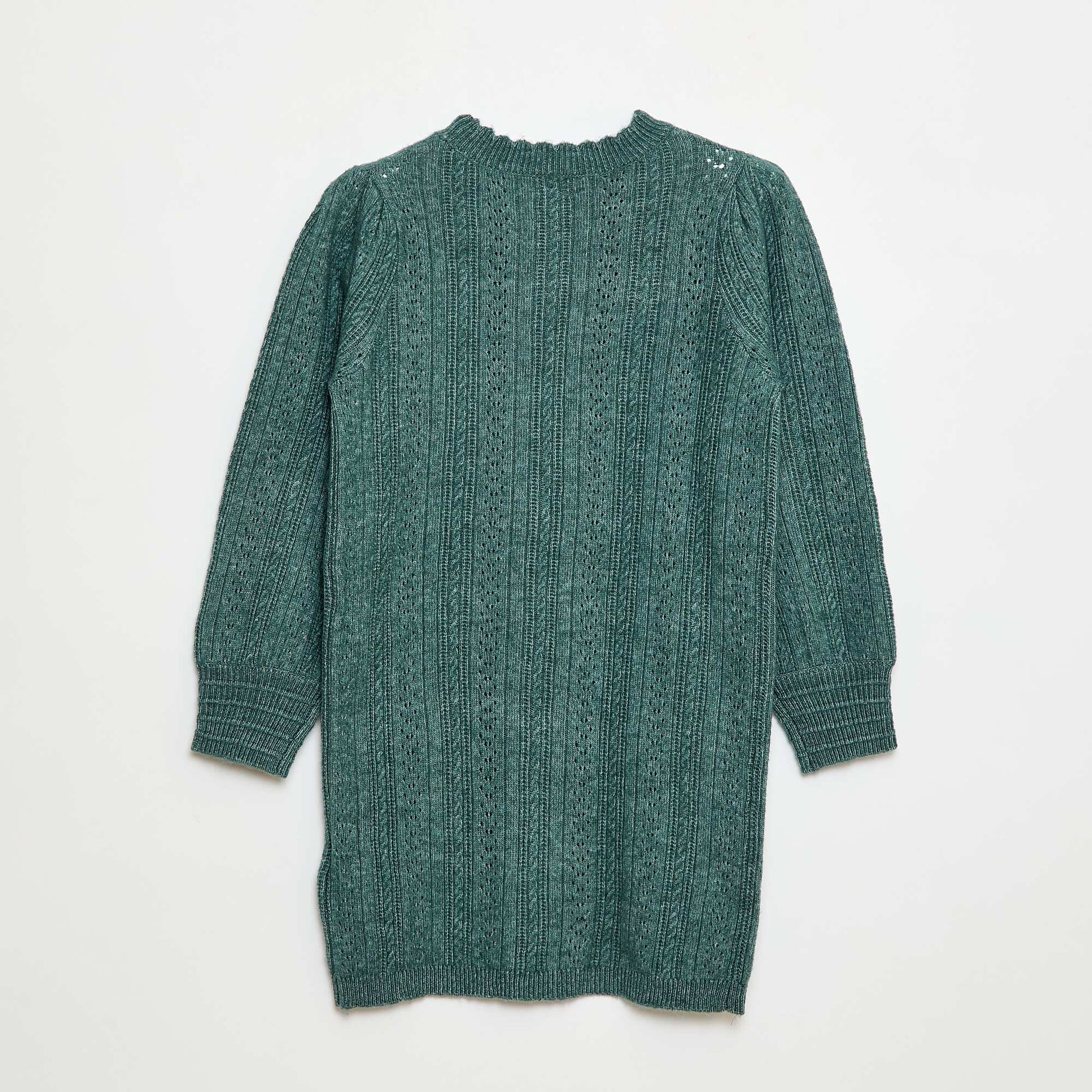 Robe pull en maille tricot ajourée VERT