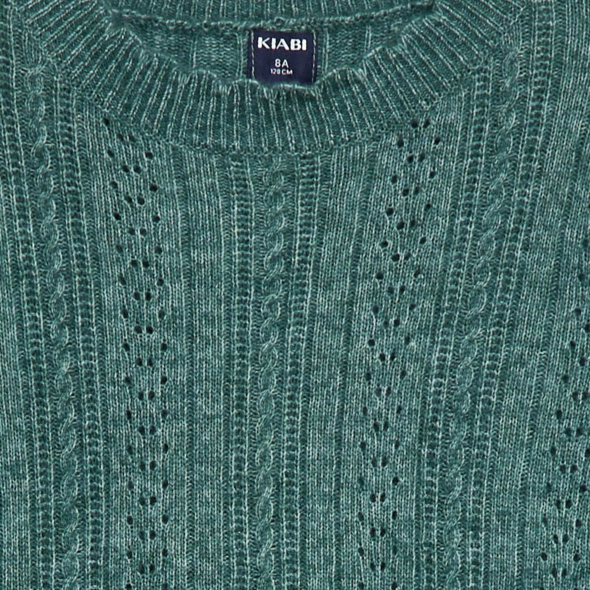 Robe pull en maille tricot ajourée VERT