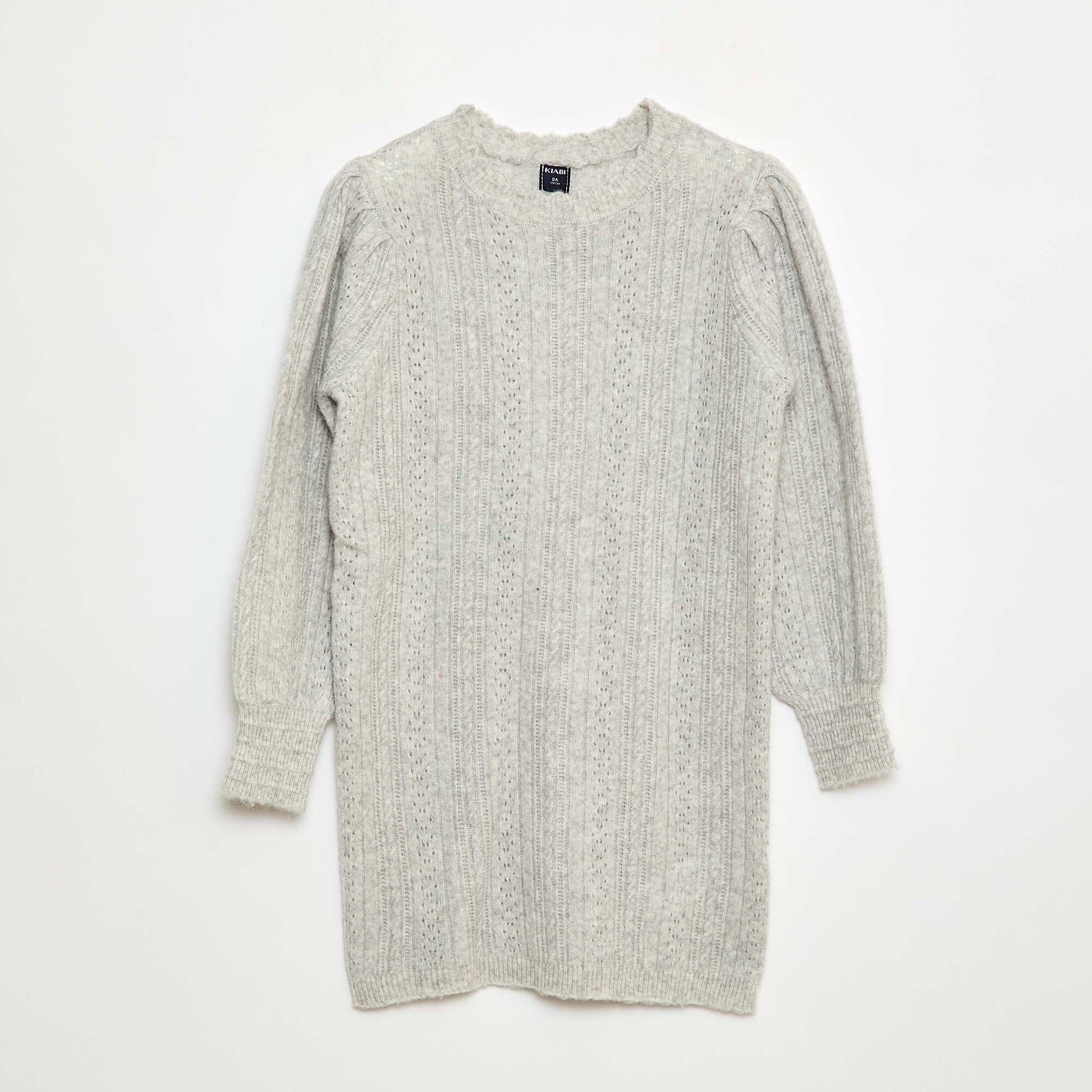 Robe pull en maille tricot ajourée GRIS
