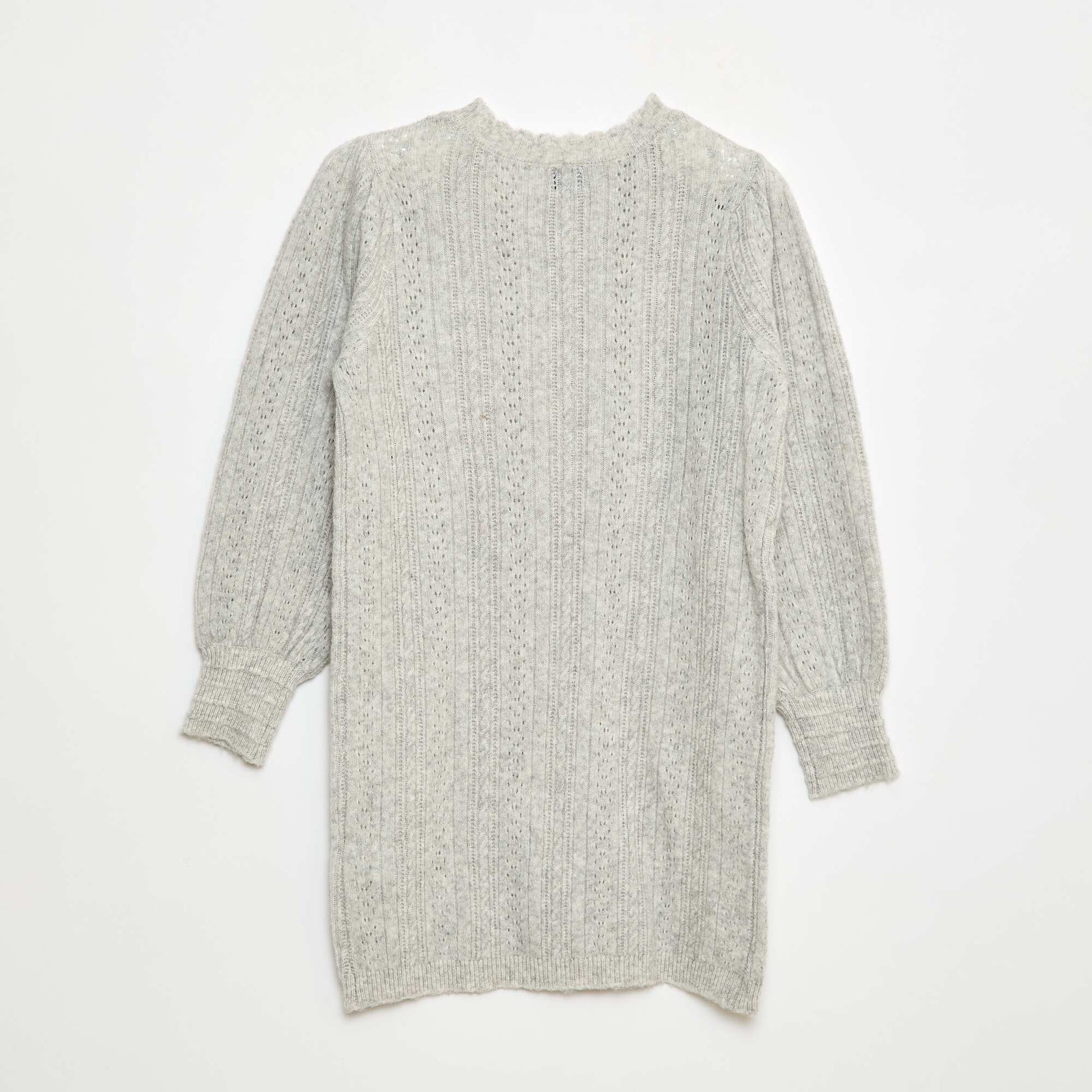 Robe pull en maille tricot ajourée GRIS