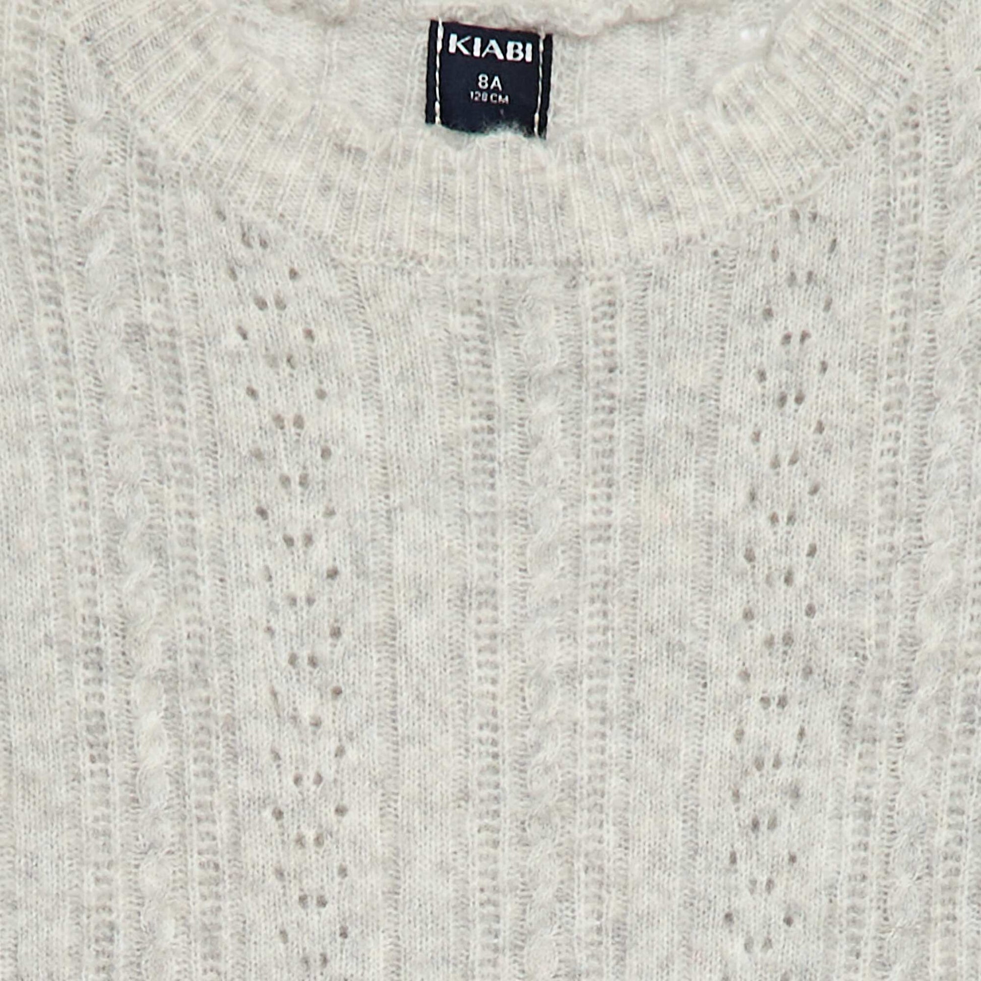 Robe pull en maille tricot ajourée GRIS
