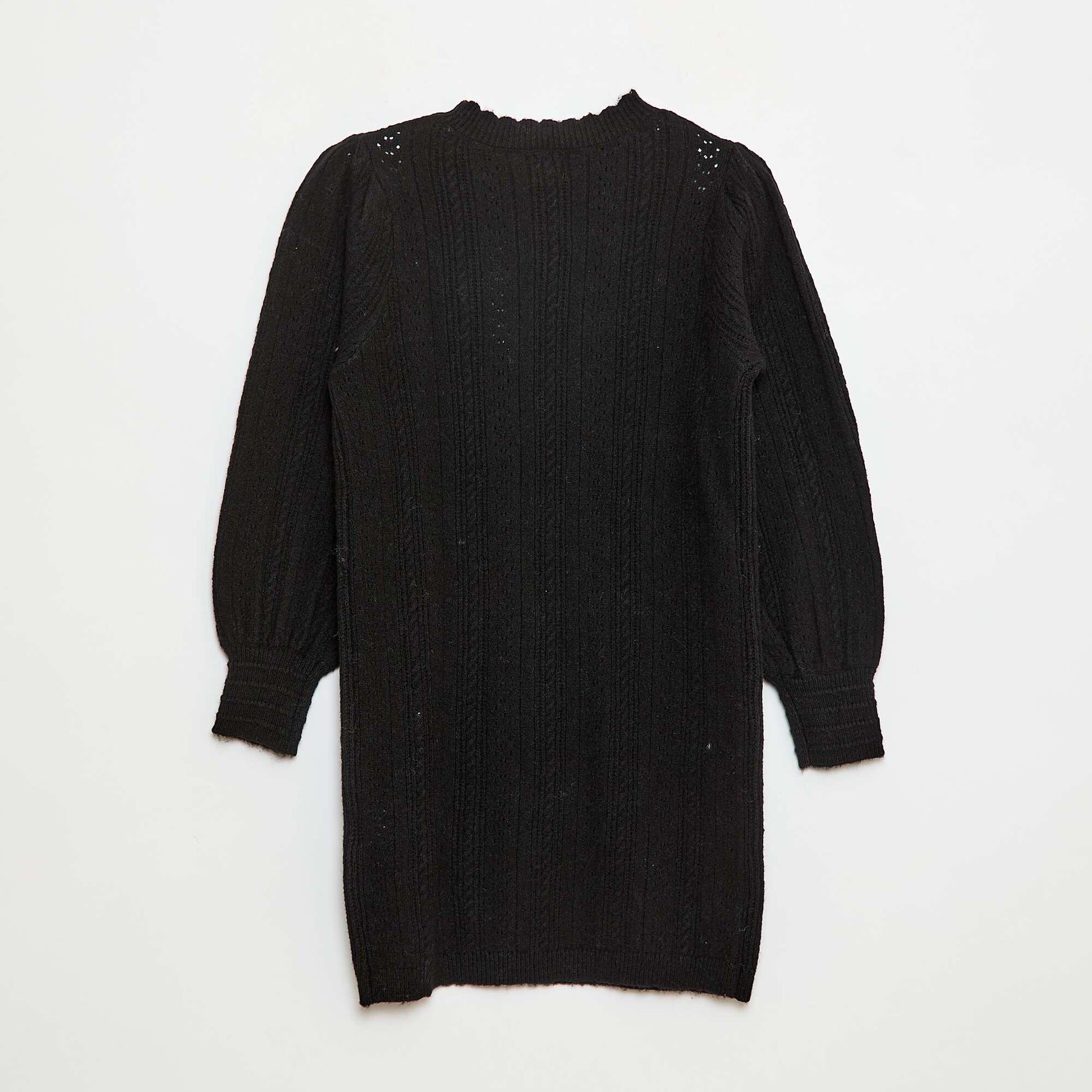 Robe pull en maille tricot ajourée NOIR
