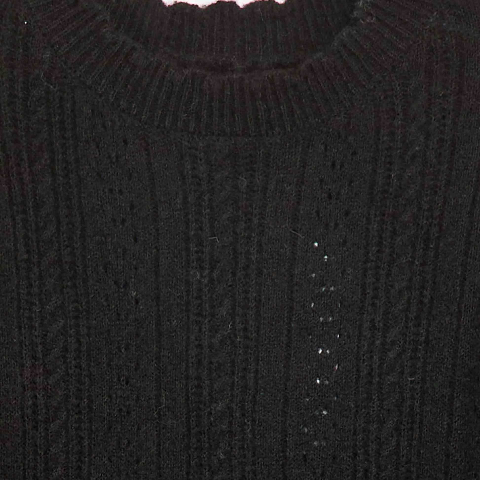 Robe pull en maille tricot ajourée NOIR