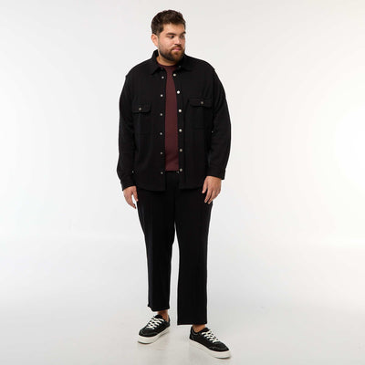 Jogging uni en maille piquée NOIR