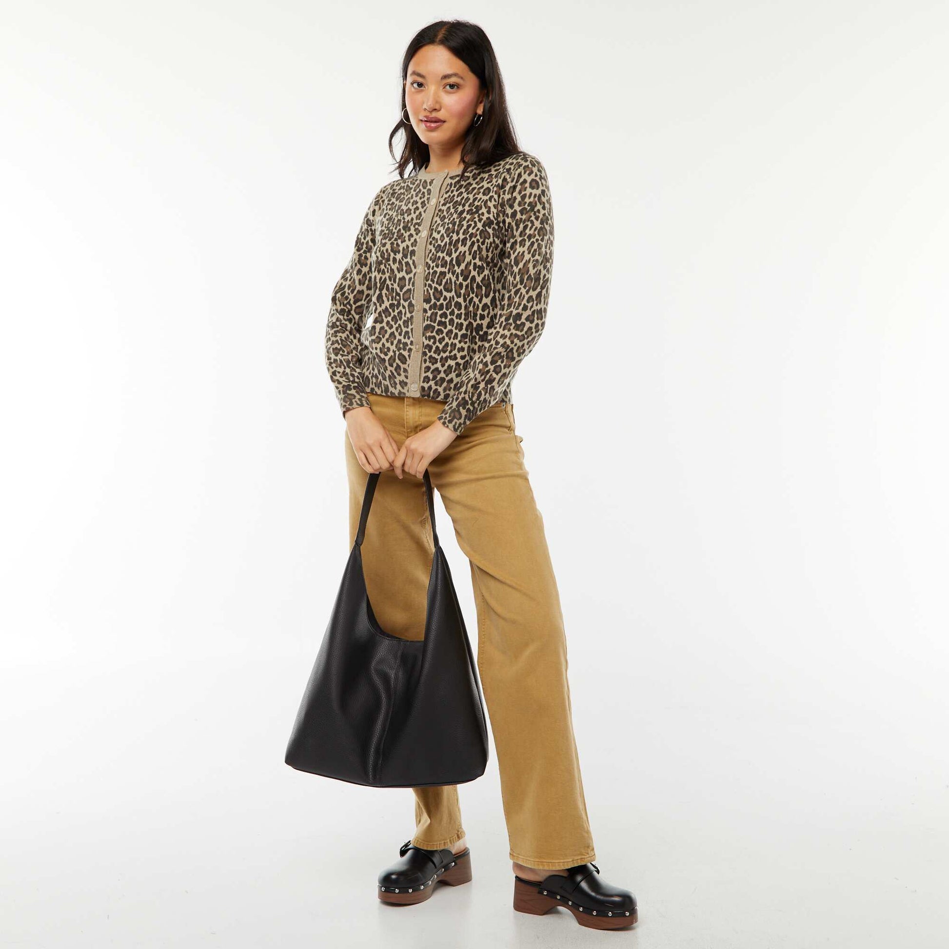 Gilet en maille fine jauge avec boutons BEIGE