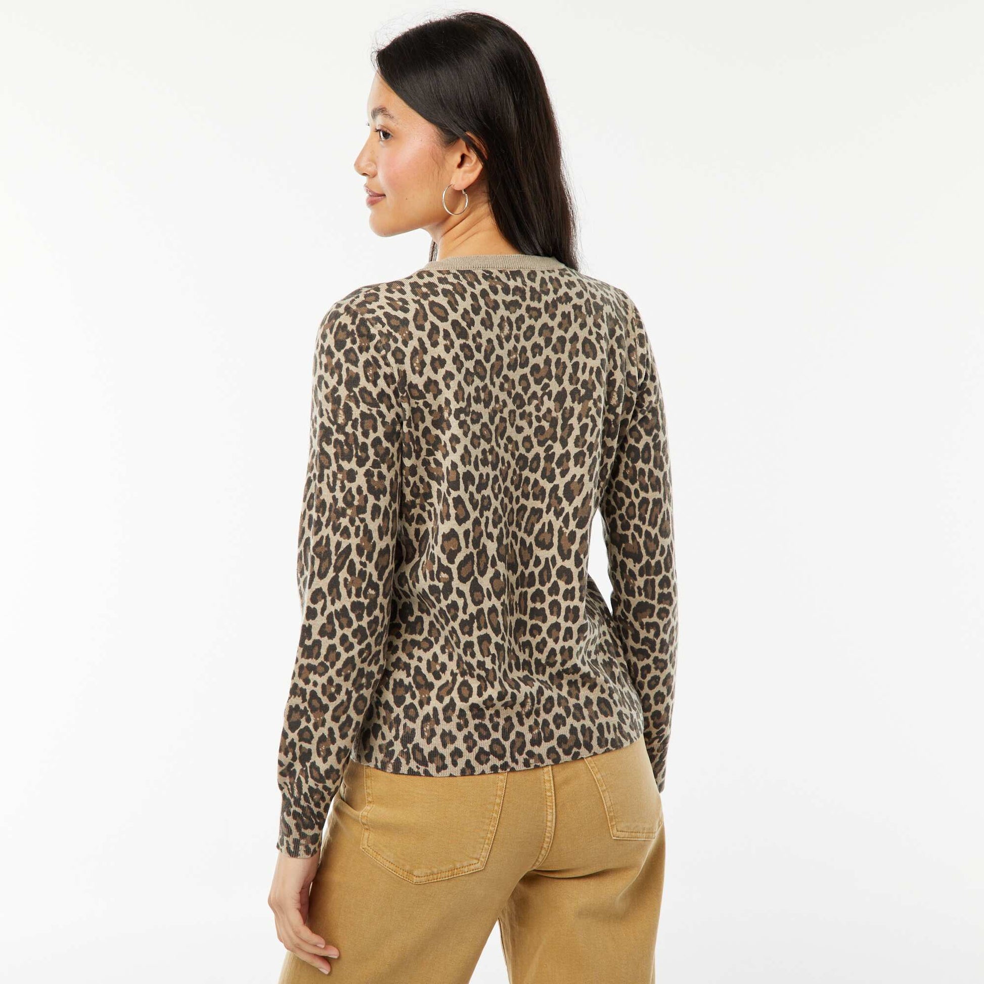 Gilet en maille fine jauge avec boutons BEIGE