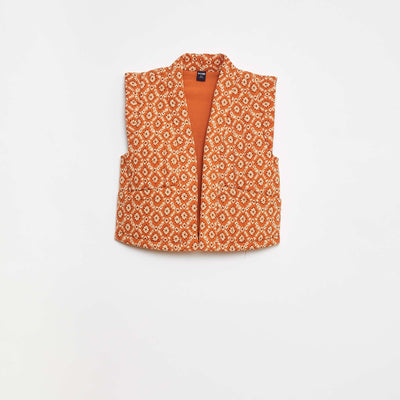 Gilet sans manches paddé imprimé ORANGE