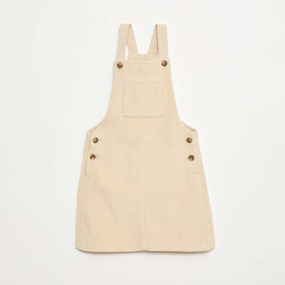 Robe salopette à poche en velours côtelé BLANC