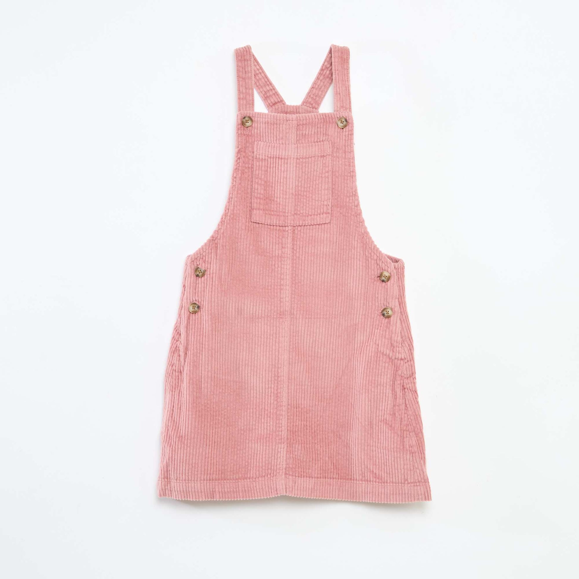 Robe salopette à poche en velours côtelé ROSE