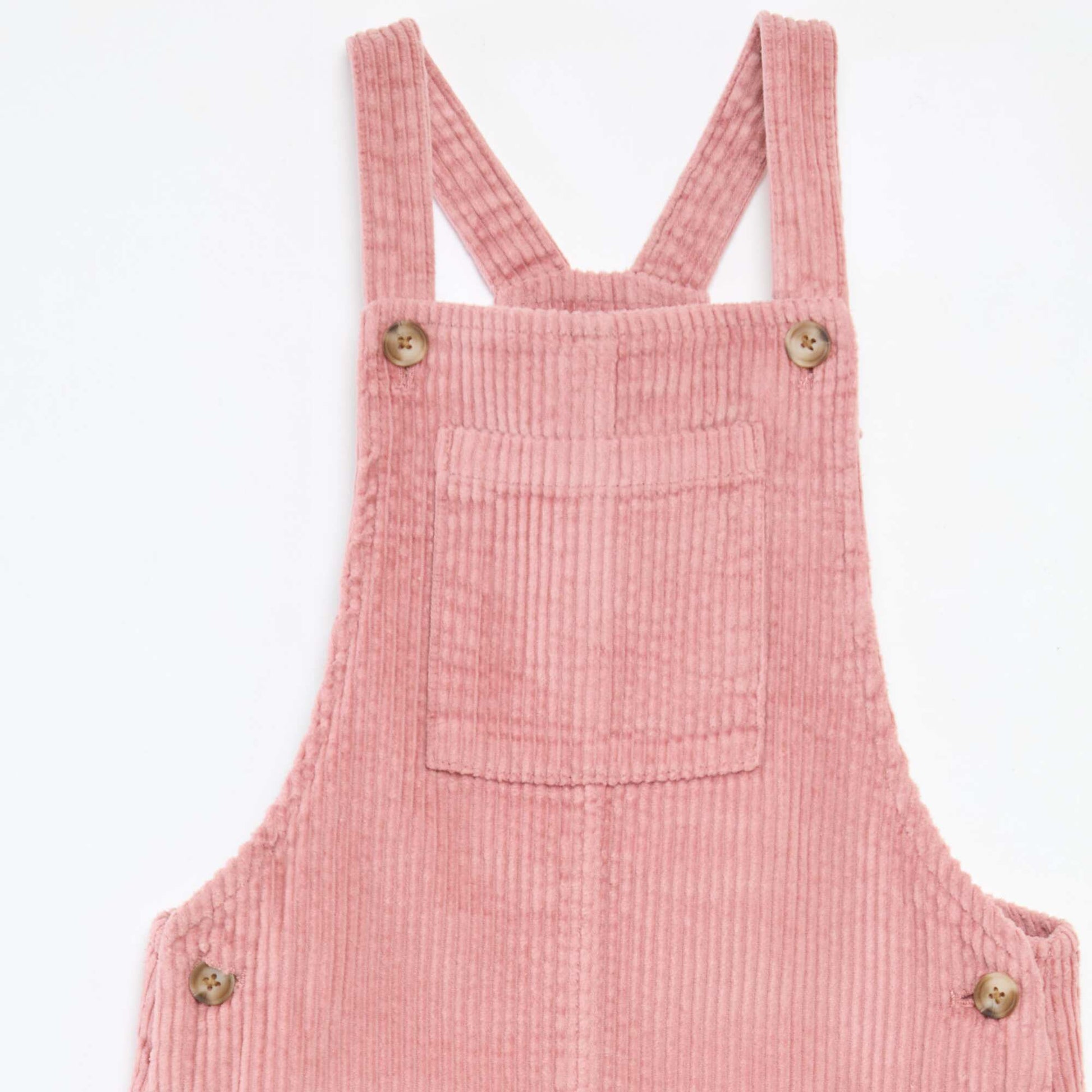 Robe salopette à poche en velours côtelé ROSE