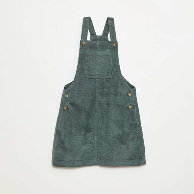 Robe salopette à poche en velours côtelé VERT