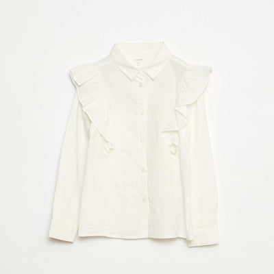 Chemise en popeline volantée BLANC