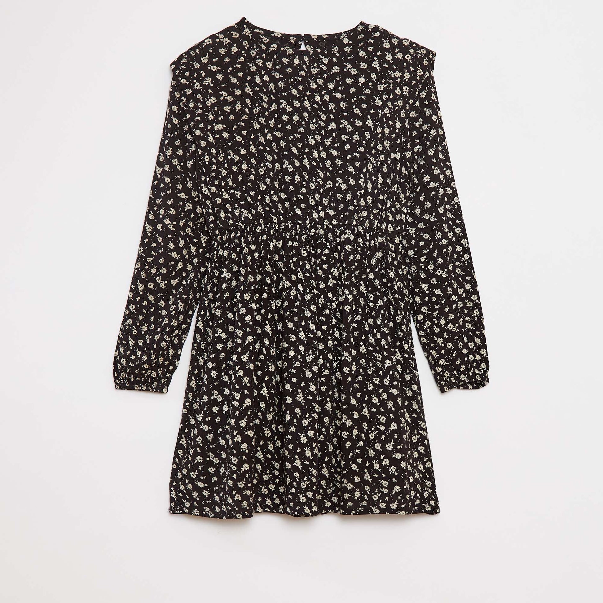 Robe fluide à fleurs en maille crêpe NOIR