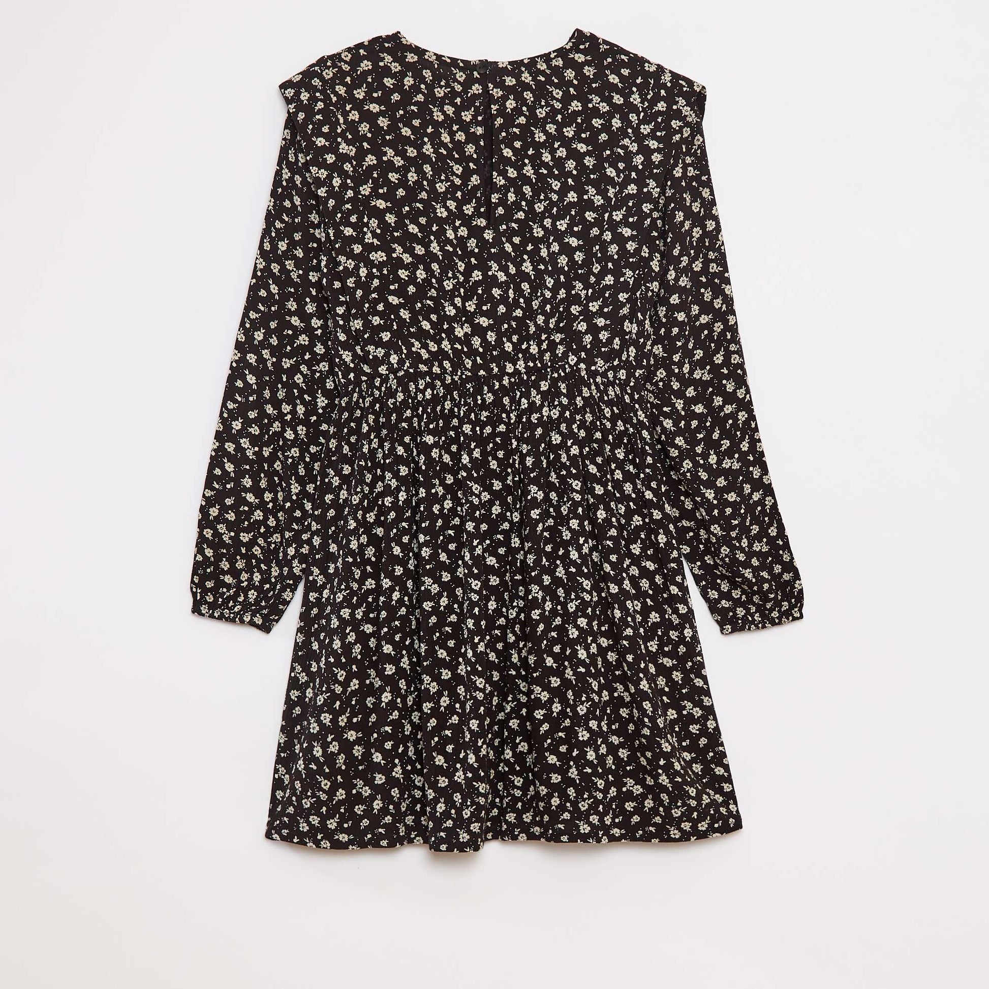 Robe fluide à fleurs en maille crêpe NOIR