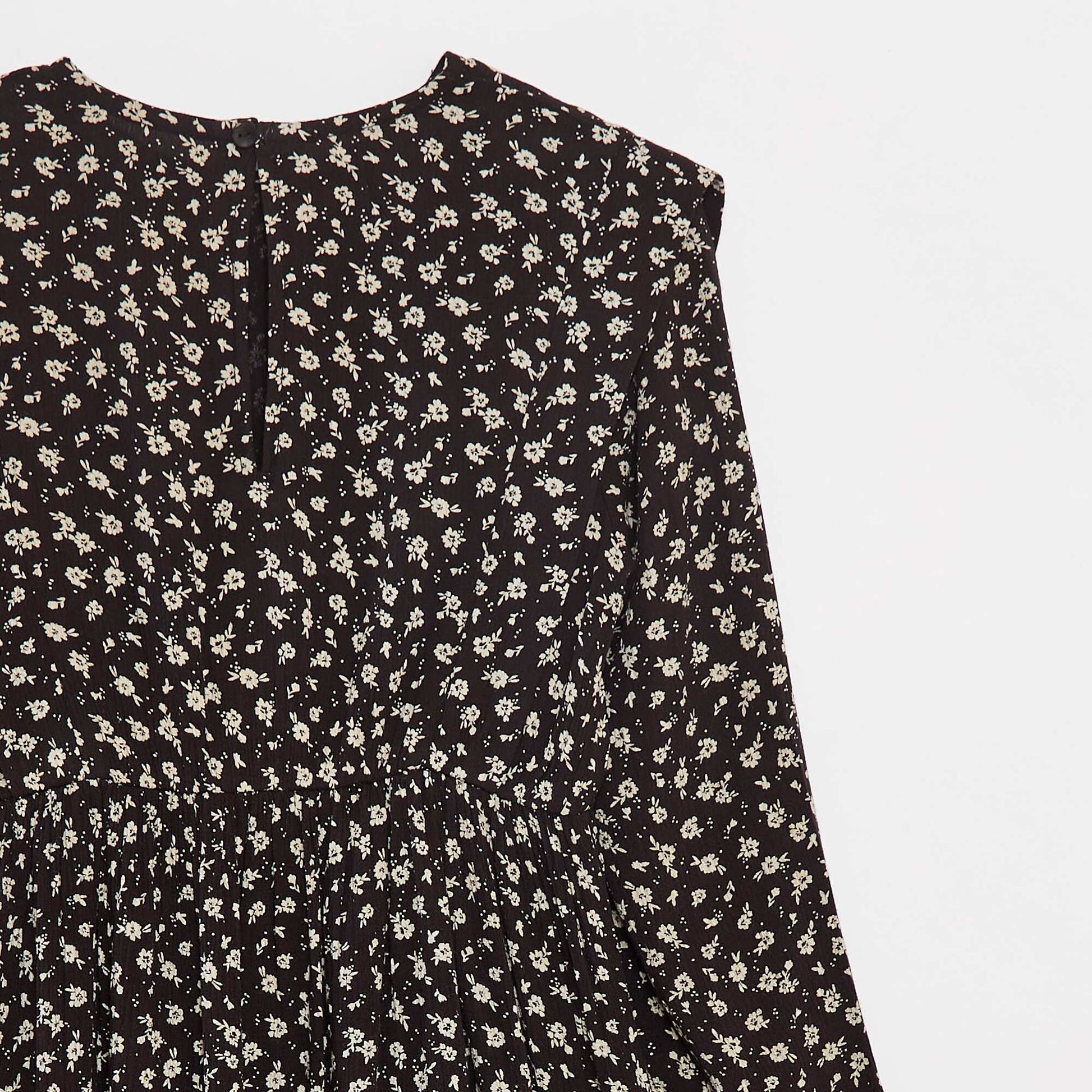 Robe fluide à fleurs en maille crêpe NOIR