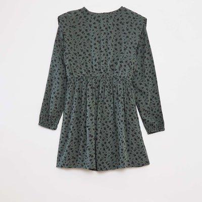 Robe fluide à fleurs en maille crêpe VERT