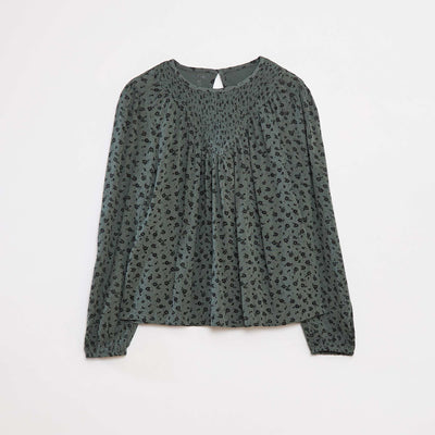 Blouse imprimée en maille crêpe VERT