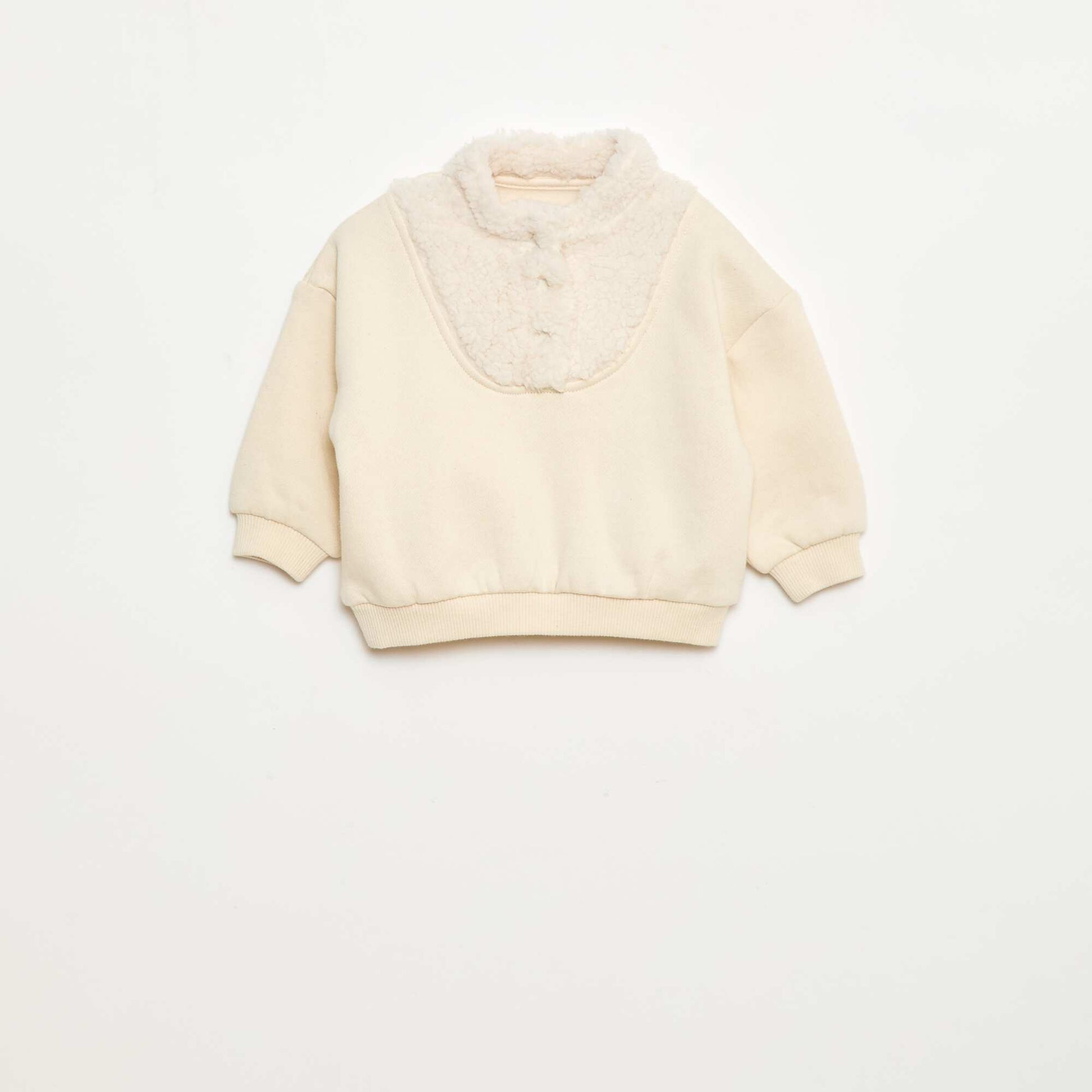 Sweat col montant effet moutonné BLANC