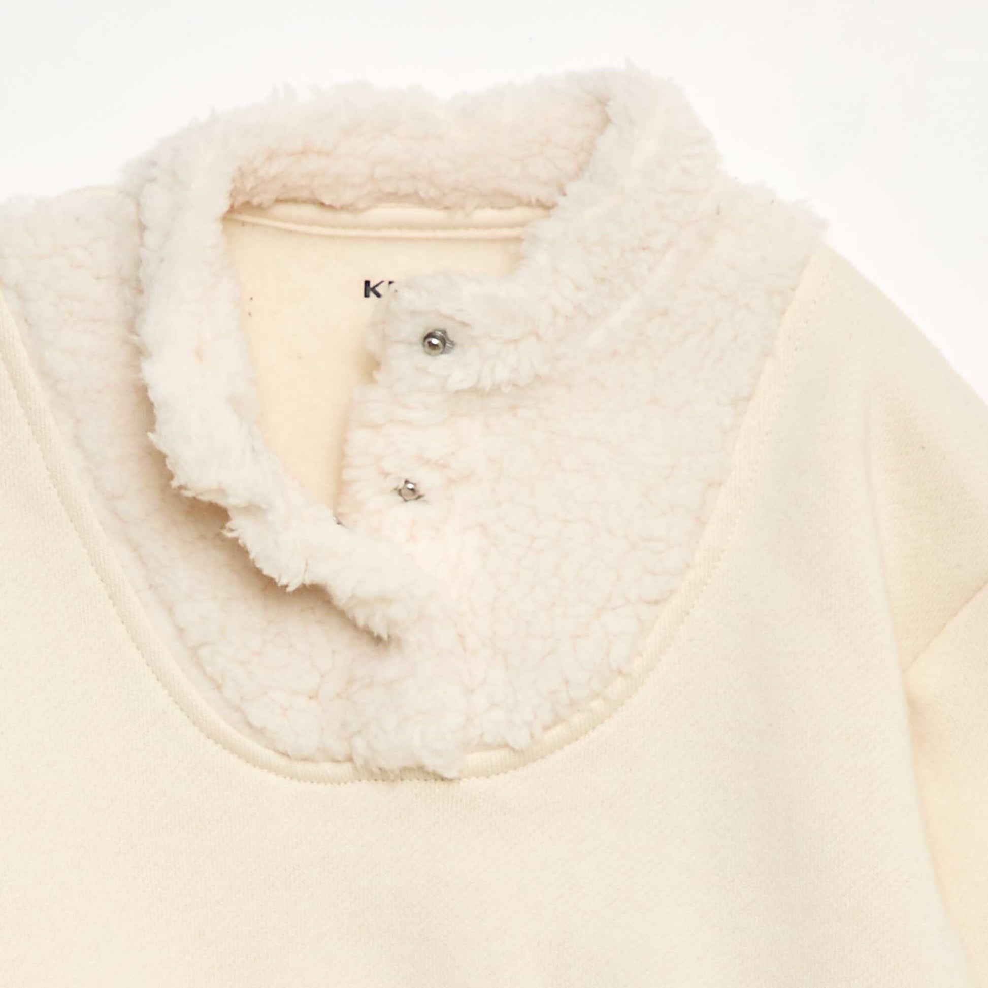 Sweat col montant effet moutonné BLANC