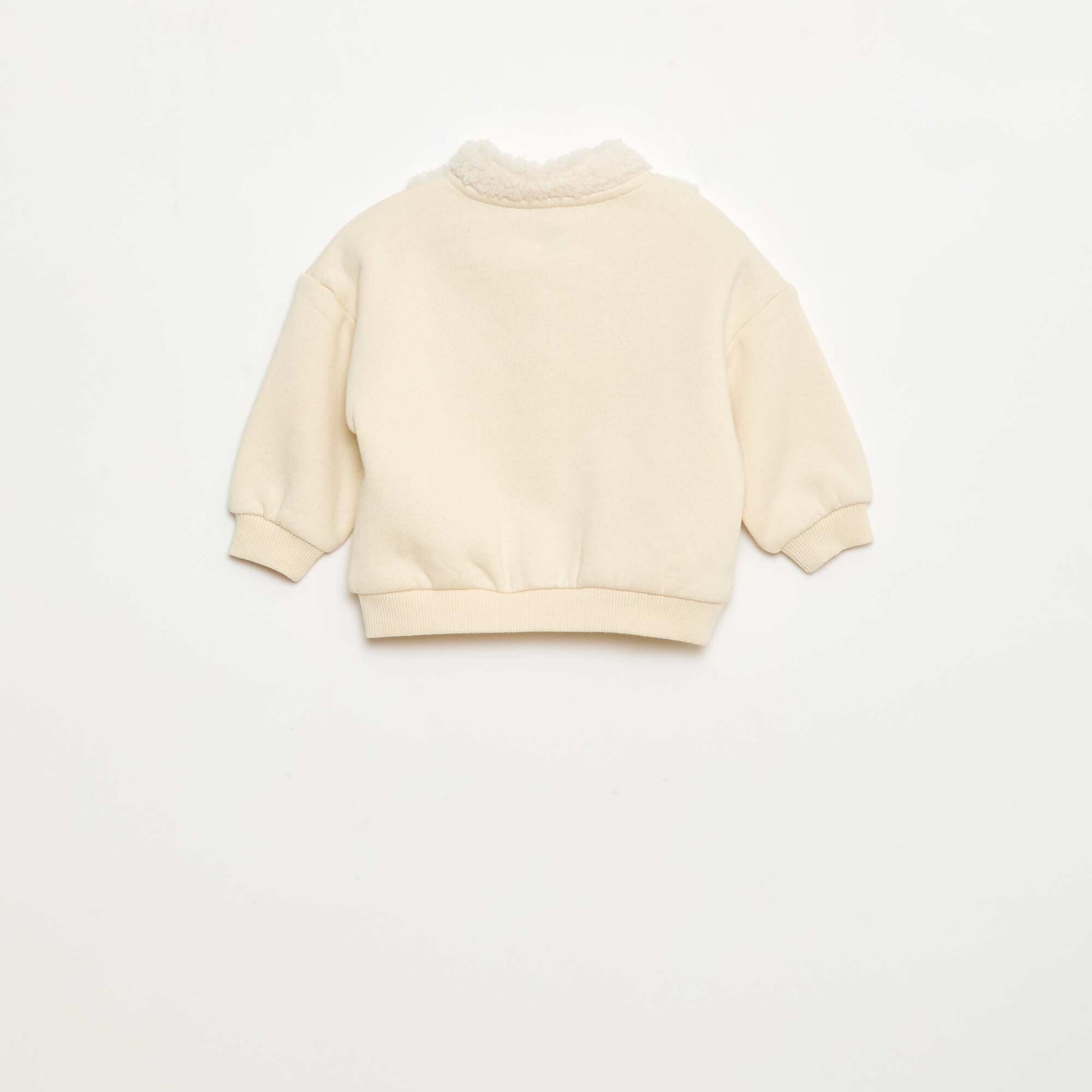 Sweat col montant effet moutonné BLANC