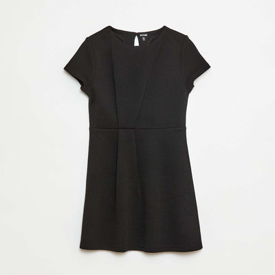 Robe Milano à la coupe évasée à manches courtes NOIR