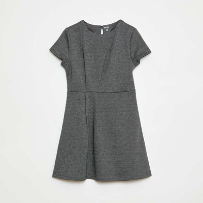 Robe Milano à la coupe évasée à manches courtes NOIR