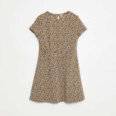 Robe Milano à la coupe évasée à manches courtes BEIGE