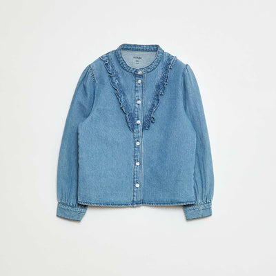 Chemise en jean avec col volanté DOUBLE STONE
