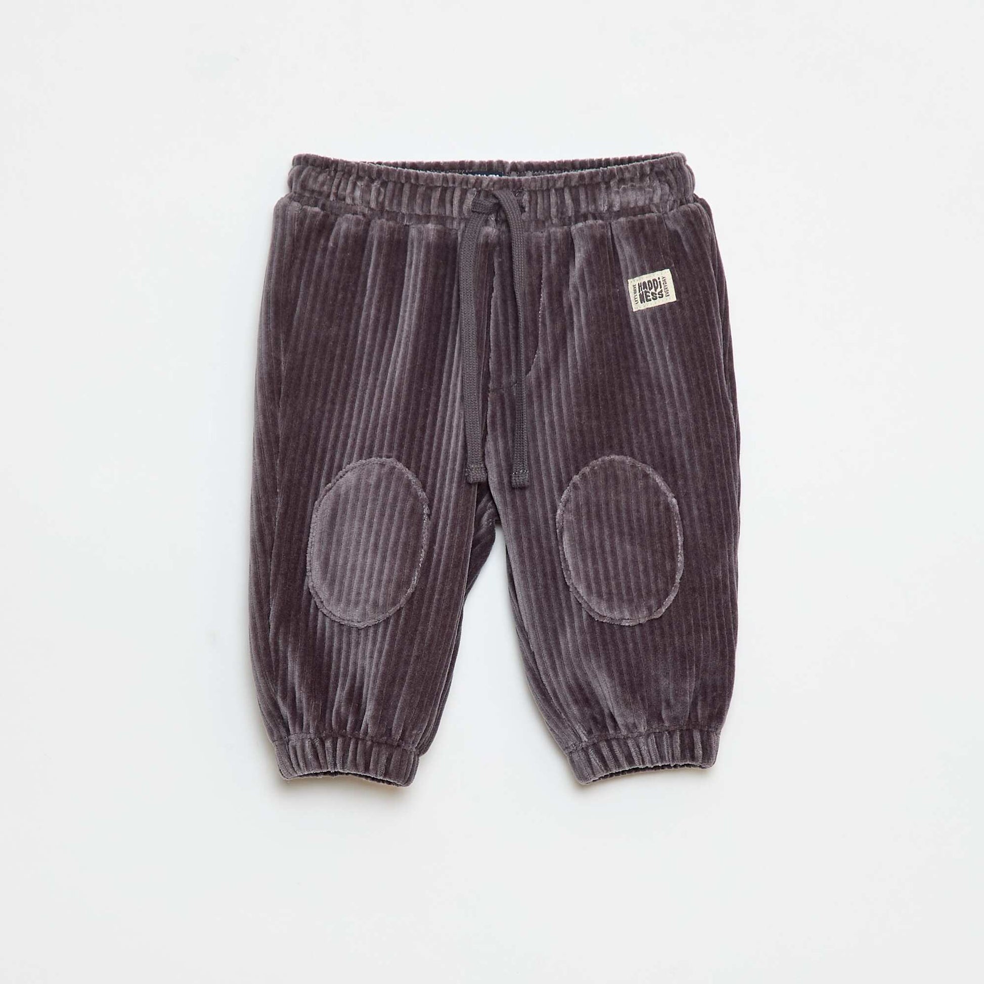 Pantalon en velours côtelé avec taille élastiquée GRIS