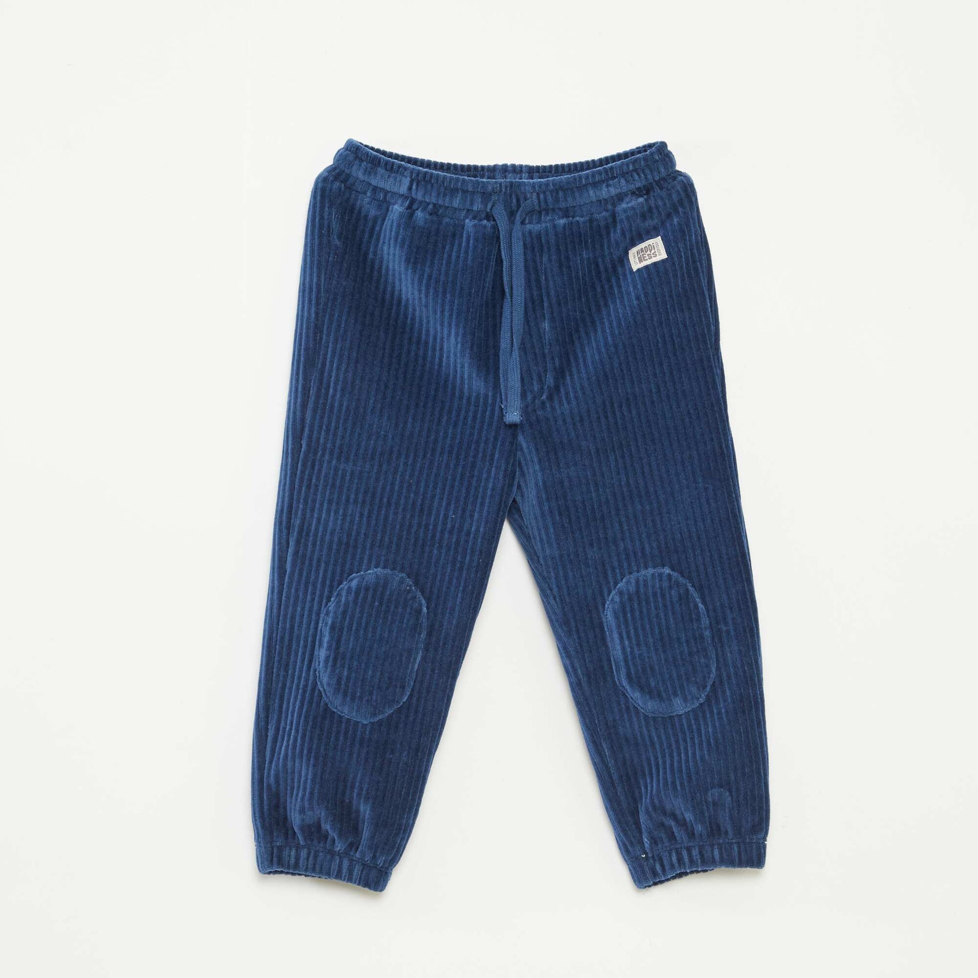 Pantalon en velours côtelé avec taille élastiquée BLEU