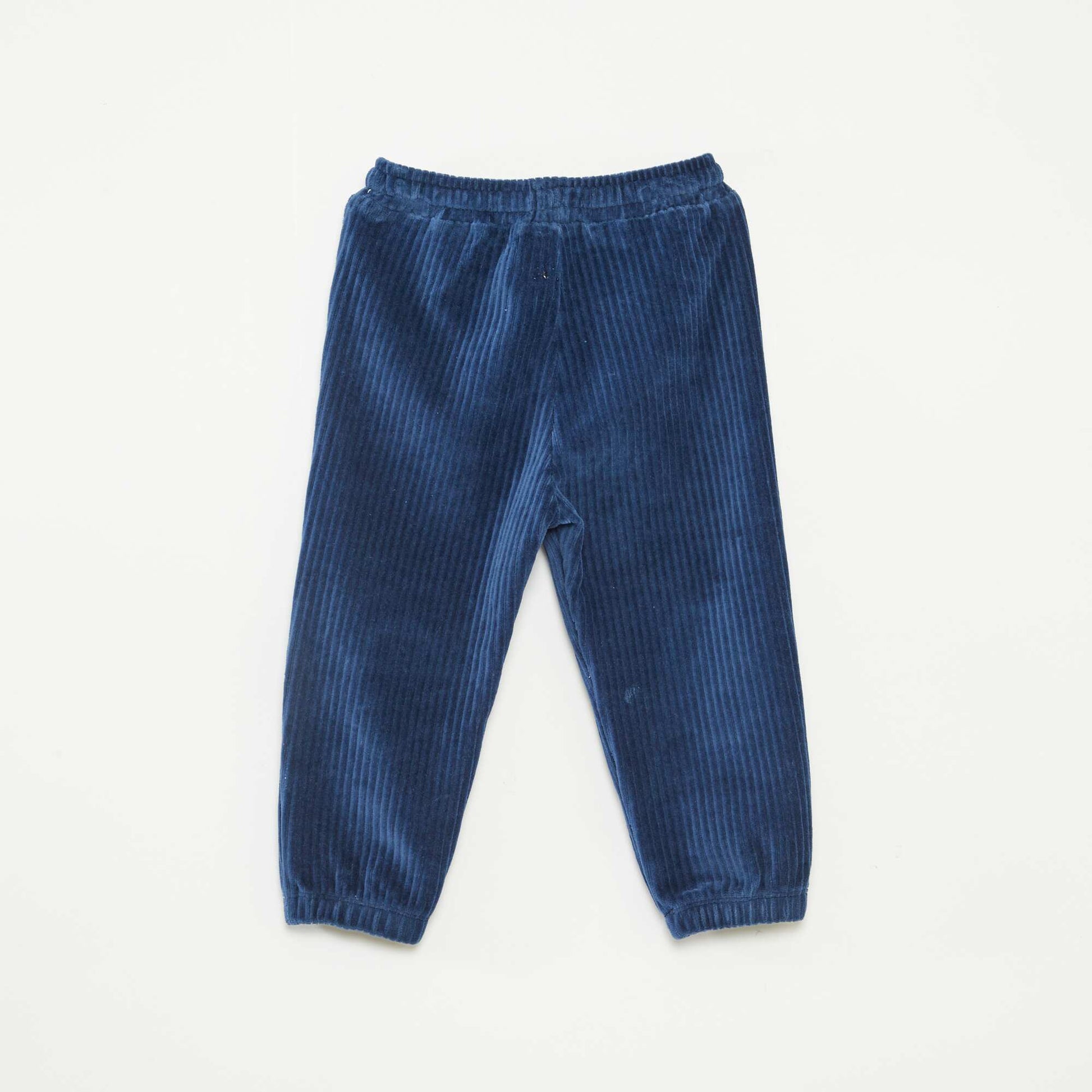 Pantalon en velours côtelé avec taille élastiquée BLEU