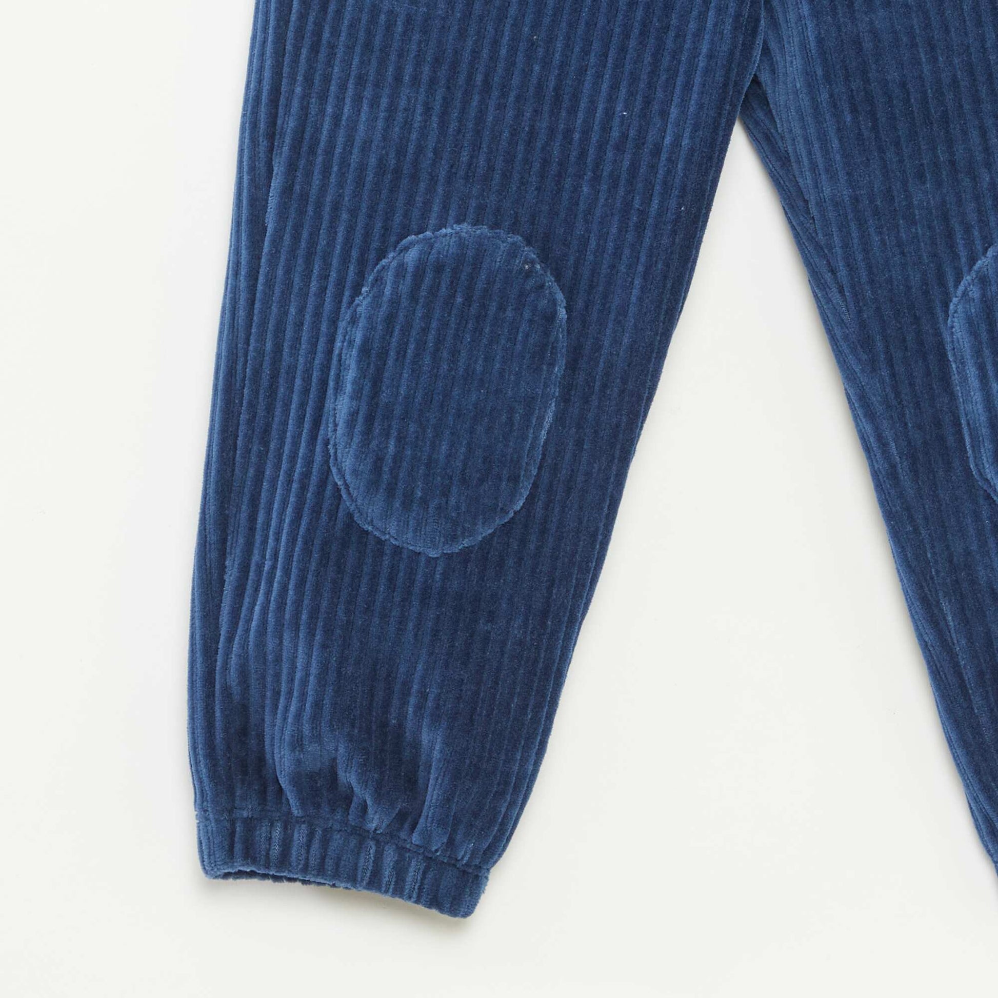 Pantalon en velours côtelé avec taille élastiquée BLEU