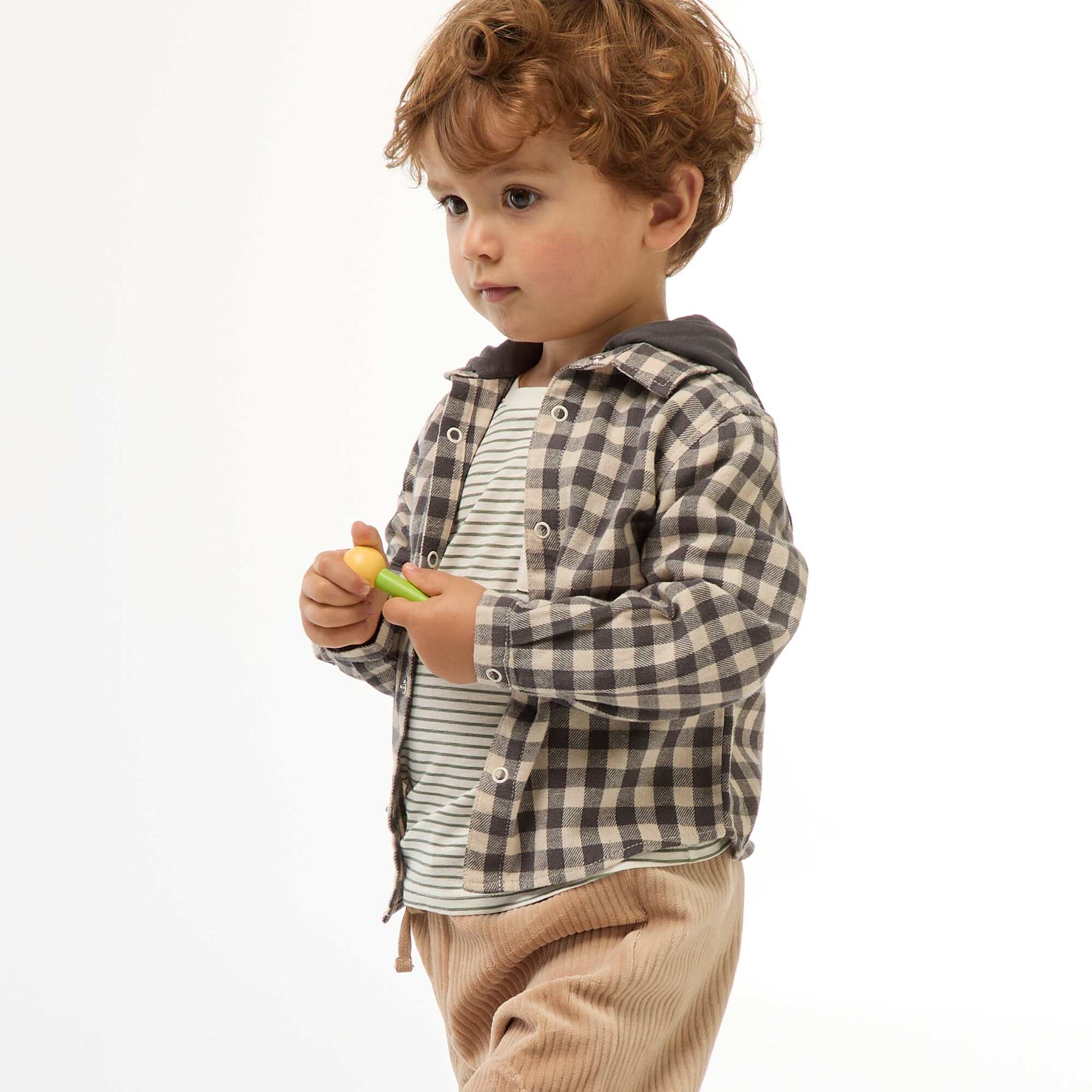 Chemise en flanelle à carreaux BLANC/GRIS