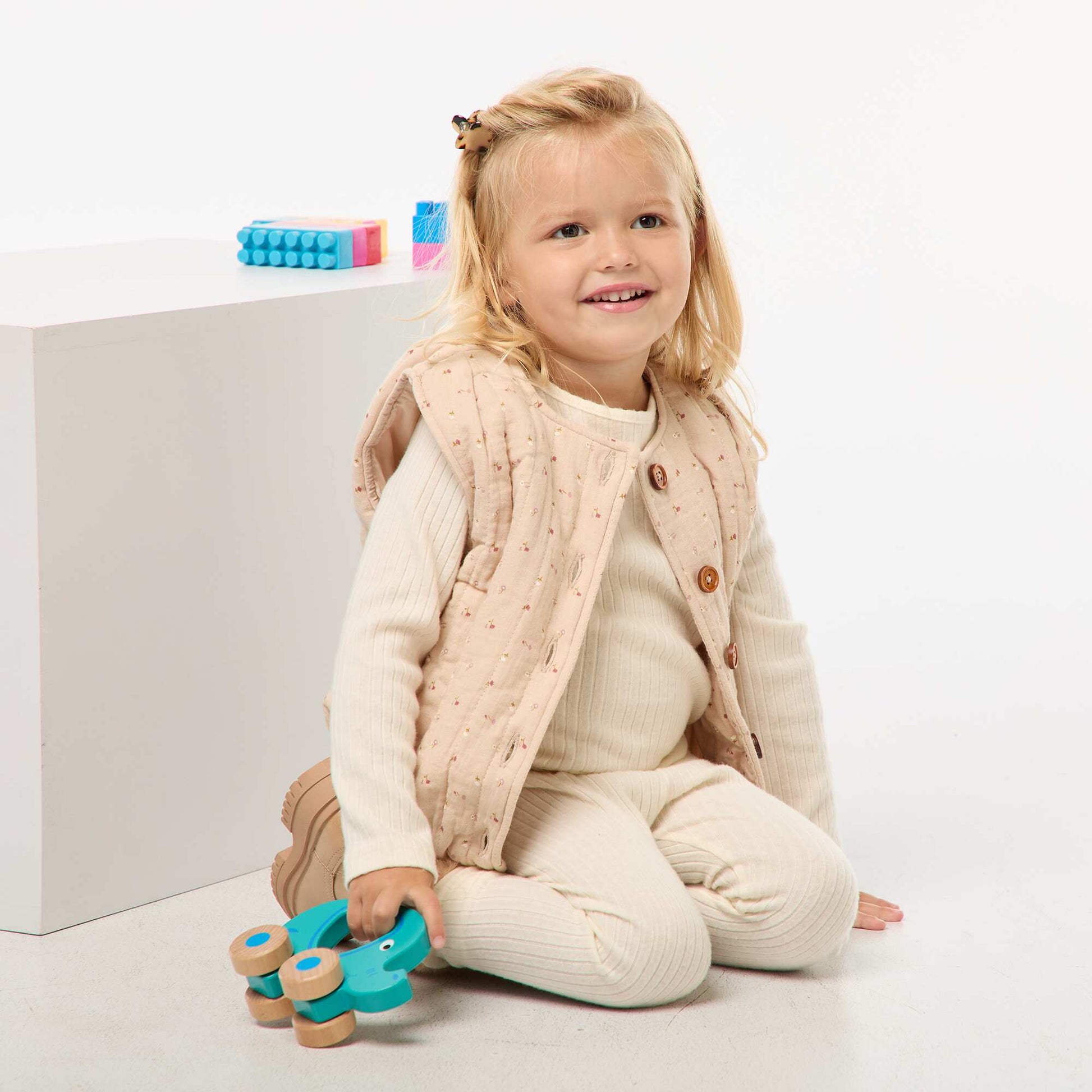 Ensemble côtelé avec veste sans manches - 3 pièces BEIGE