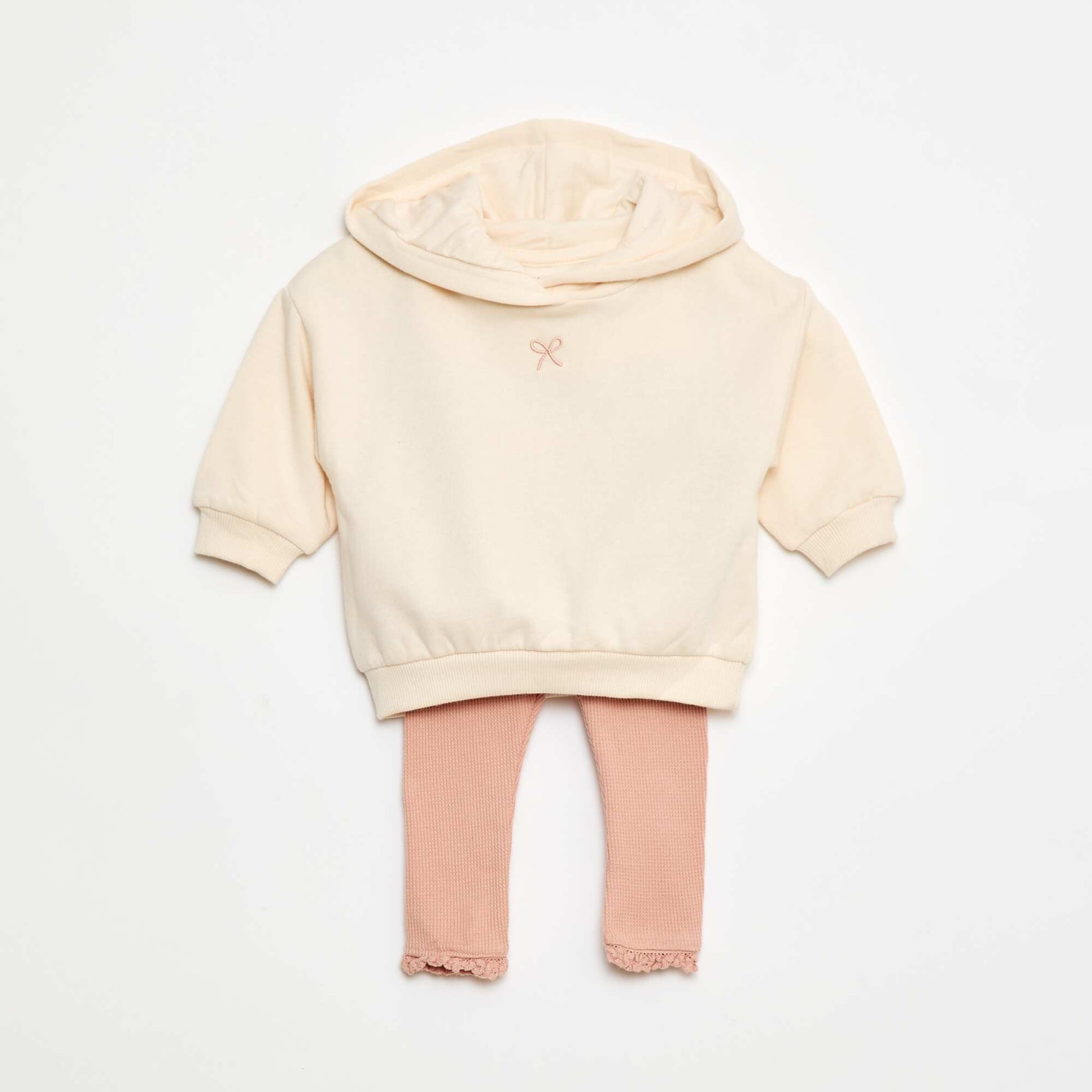 Ensemble sweat à capuche + legging maille ROSE