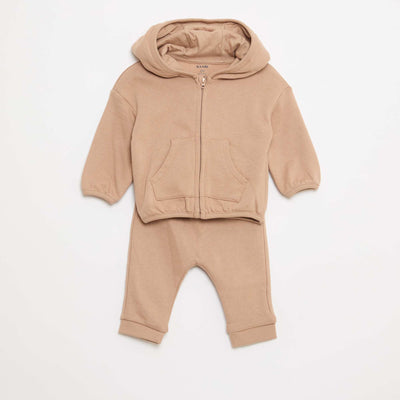 Ensemble sweat à capuche zippé + pantalon - 2 pièces BEIGE