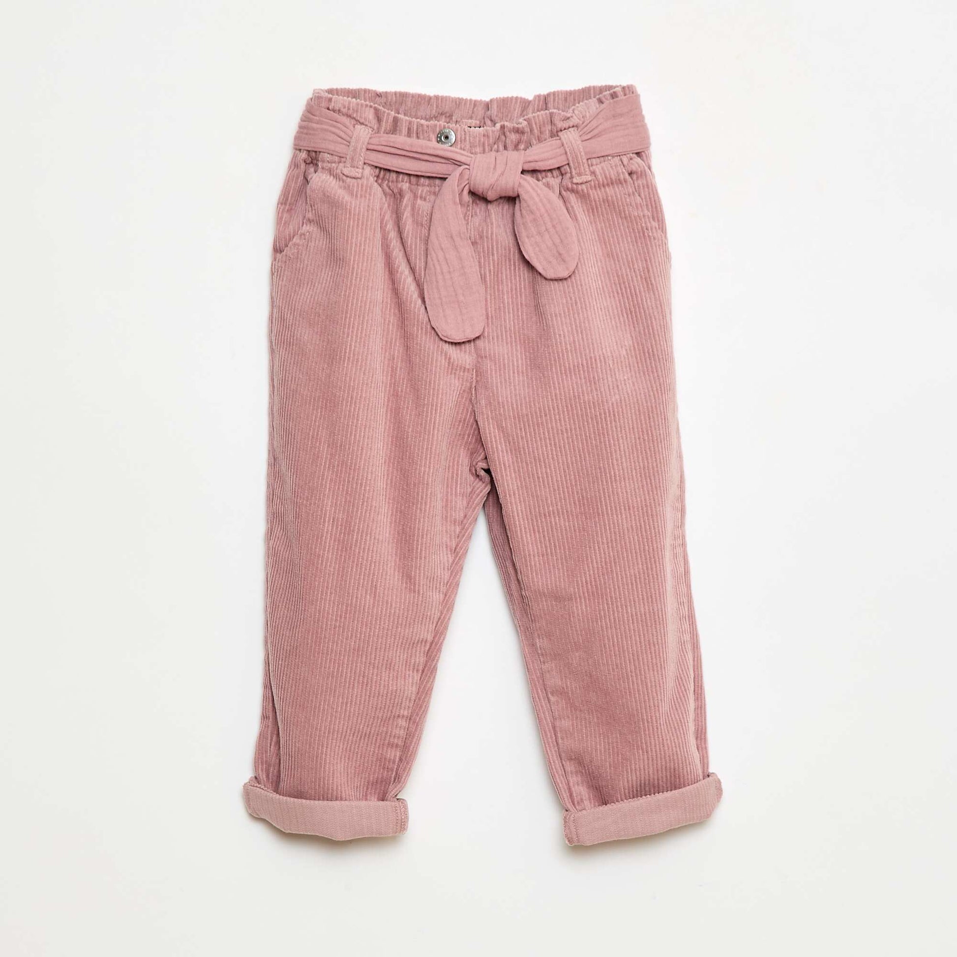 Pantalon paperbag en velours côtelé ROSE