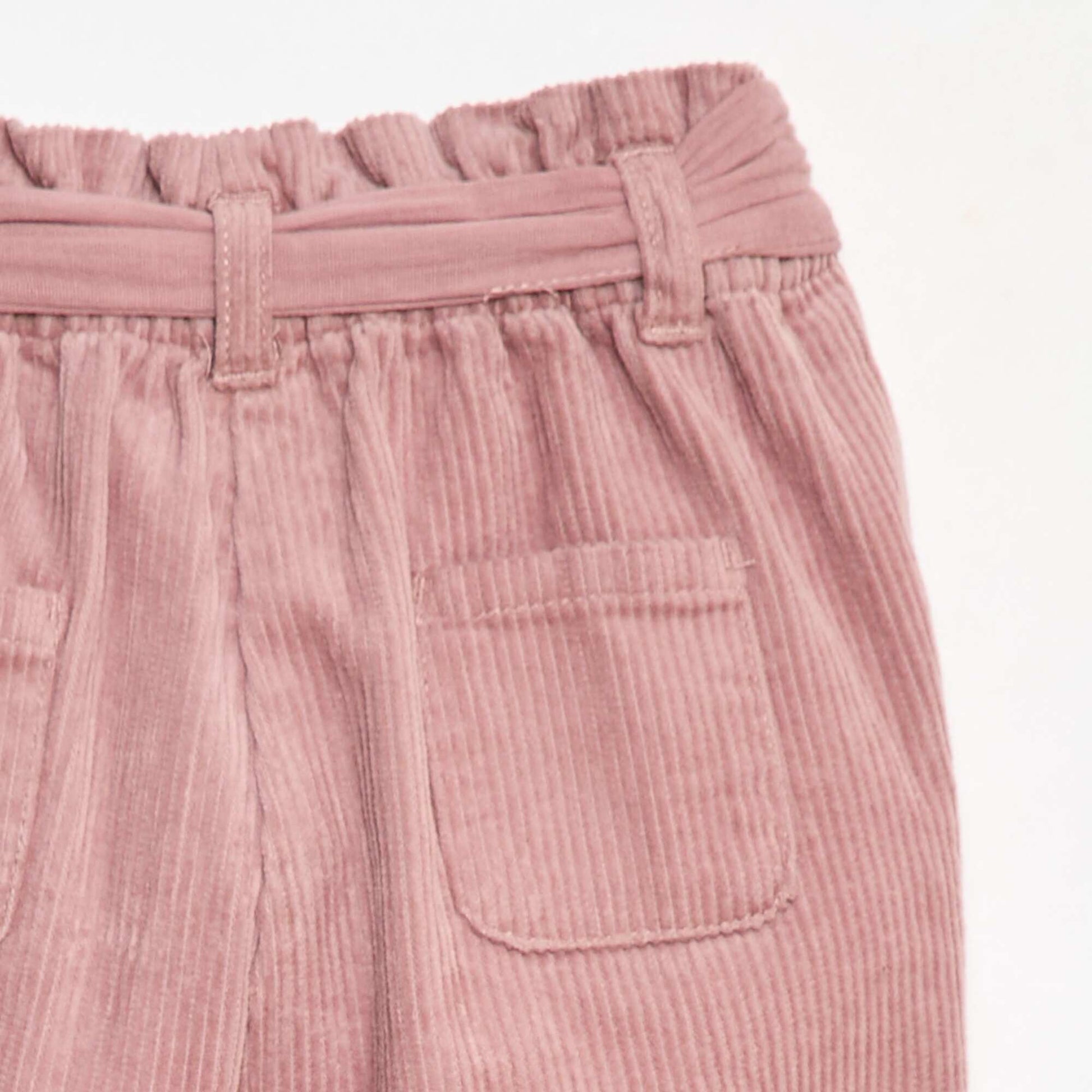 Pantalon paperbag en velours côtelé ROSE