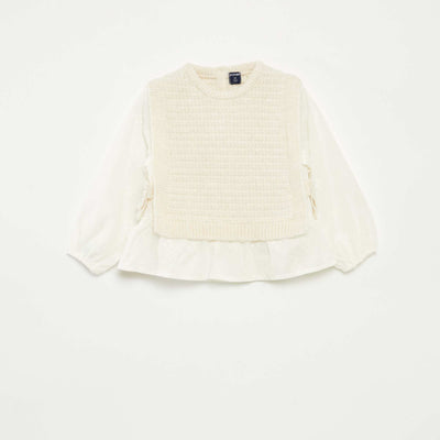 Pull sans manches et blouse 2 en 1 BLANC
