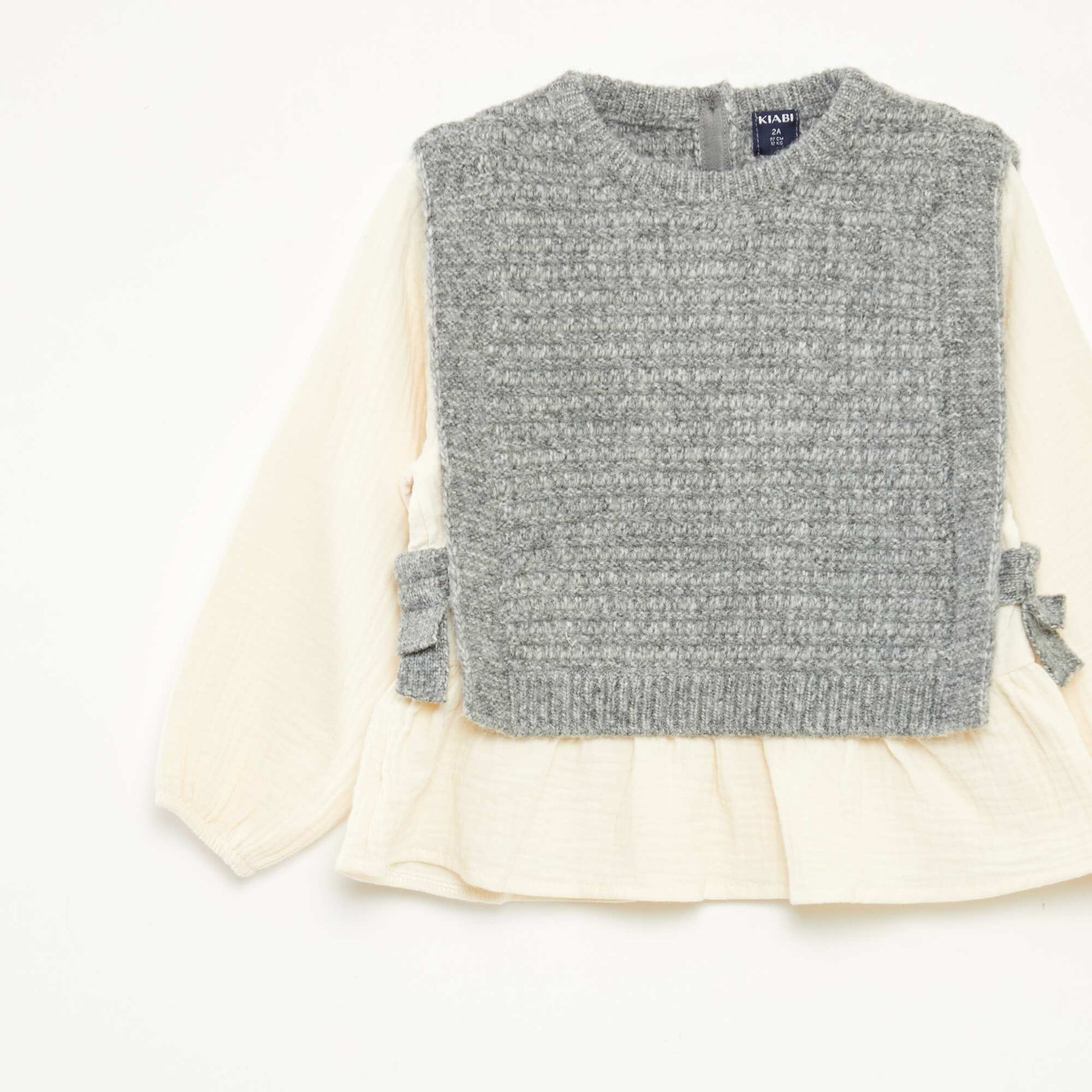 Pull sans manches et blouse 2 en 1 GRIS