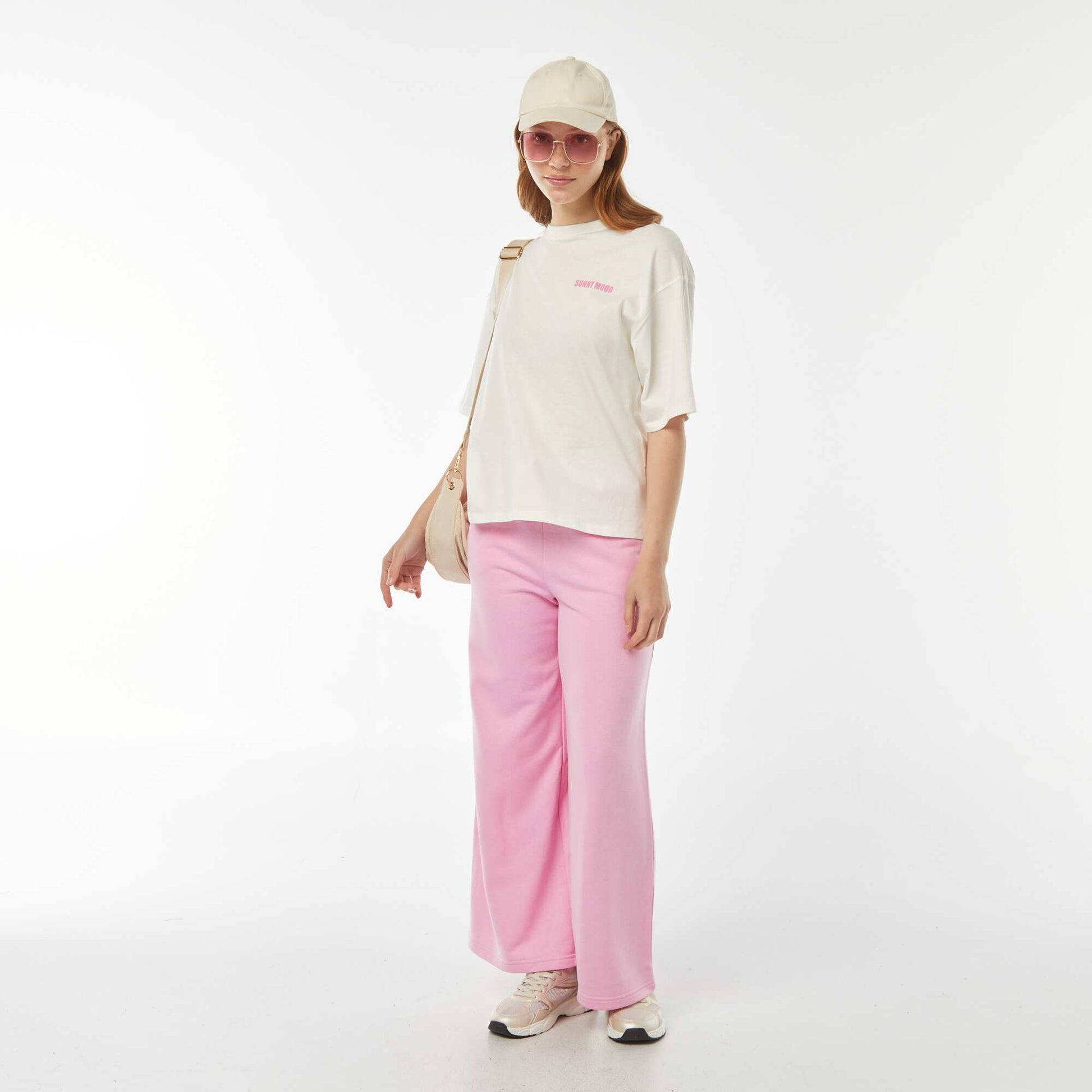 T-shirt oversize manches courtes imprimé 'coquillages' BLANC