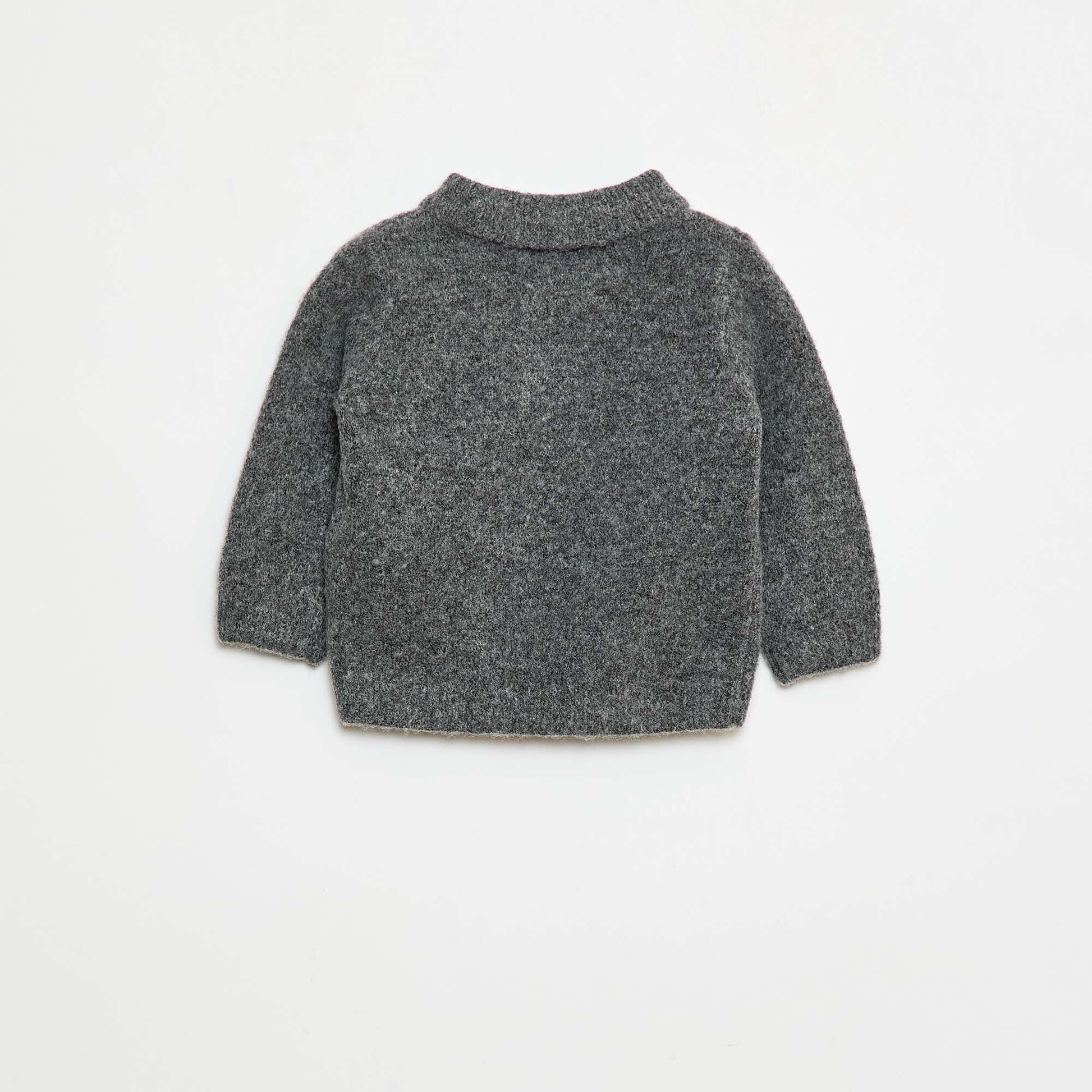 Pull en maille douce avec col polo boutonné GRIS