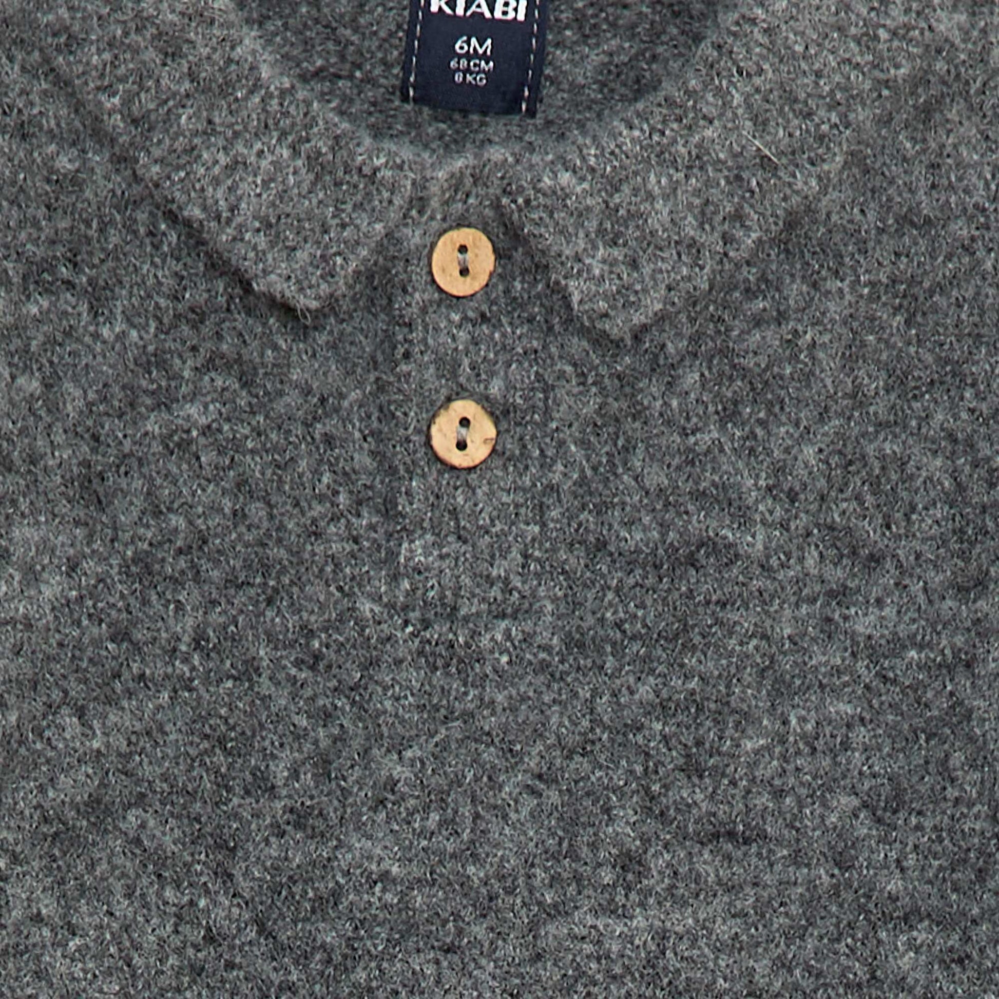 Pull en maille douce avec col polo boutonné GRIS