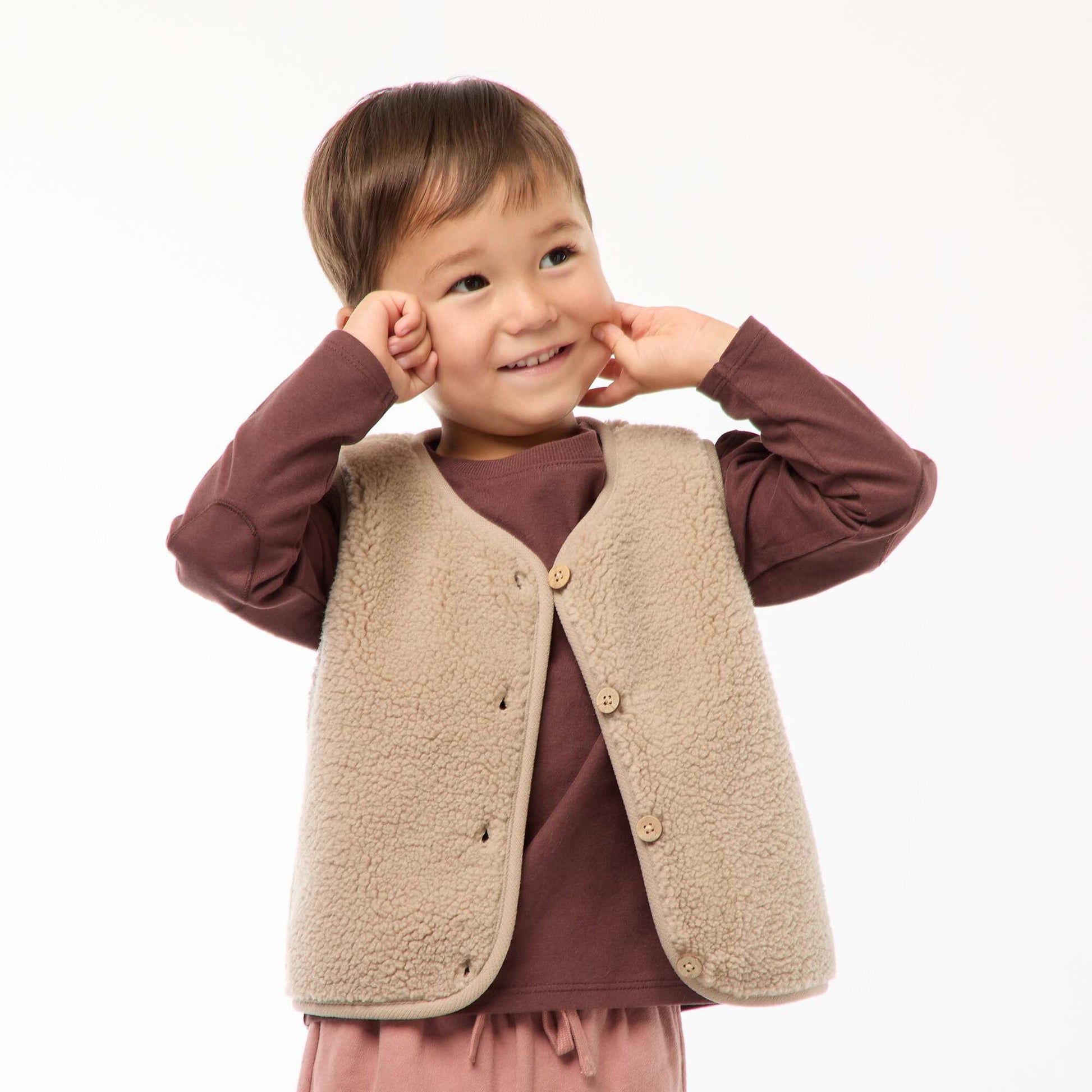 Gilet sans manches effet moutonné BEIGE