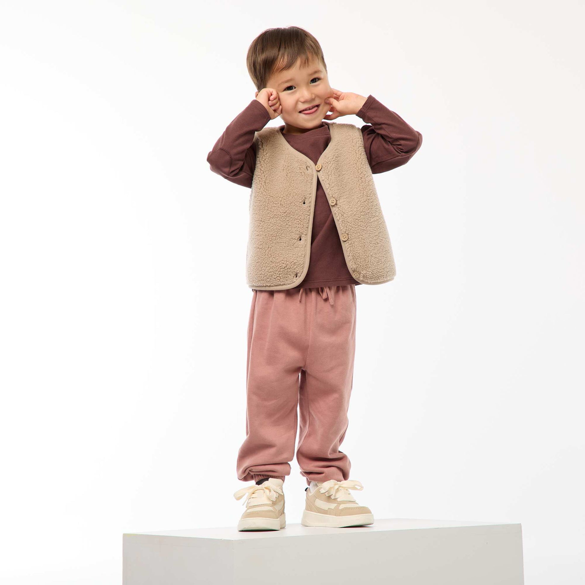 Gilet sans manches effet moutonné BEIGE