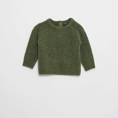 Pull en tricot uni maille grosse jauge KAKI