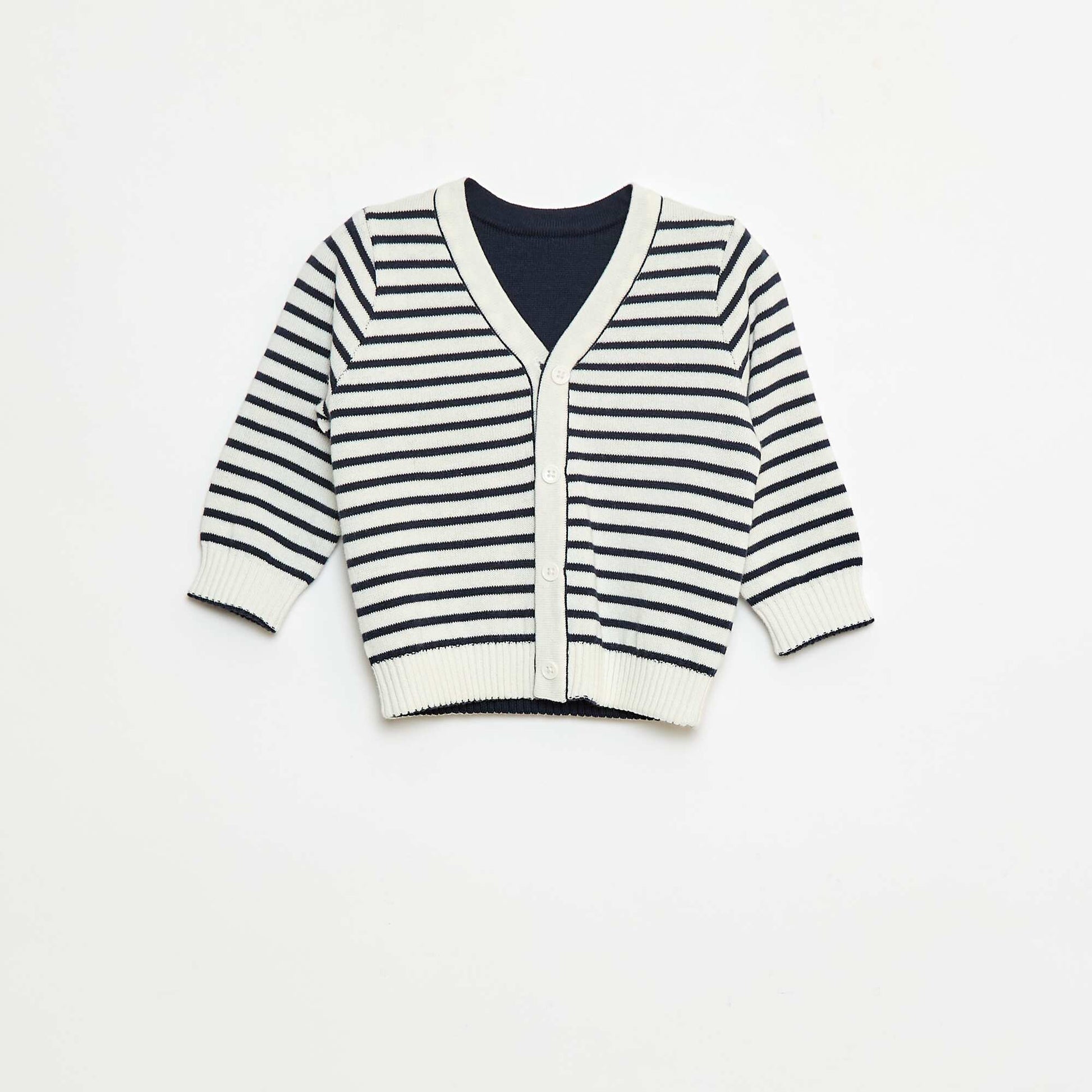 Gilet en tricot marinière réversible BLEU