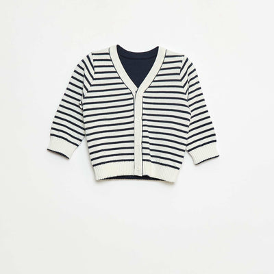 Gilet en tricot marinière réversible BLEU