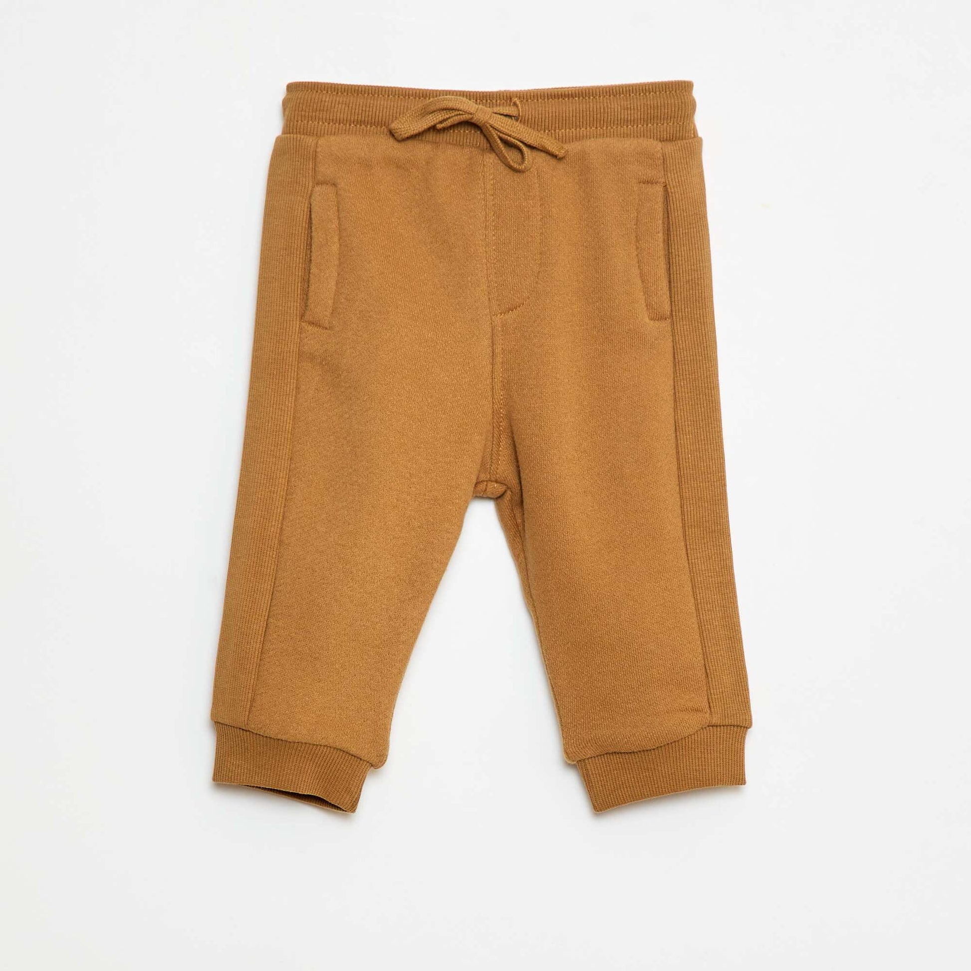 Pantalon jogging chiné en french terry MARRON